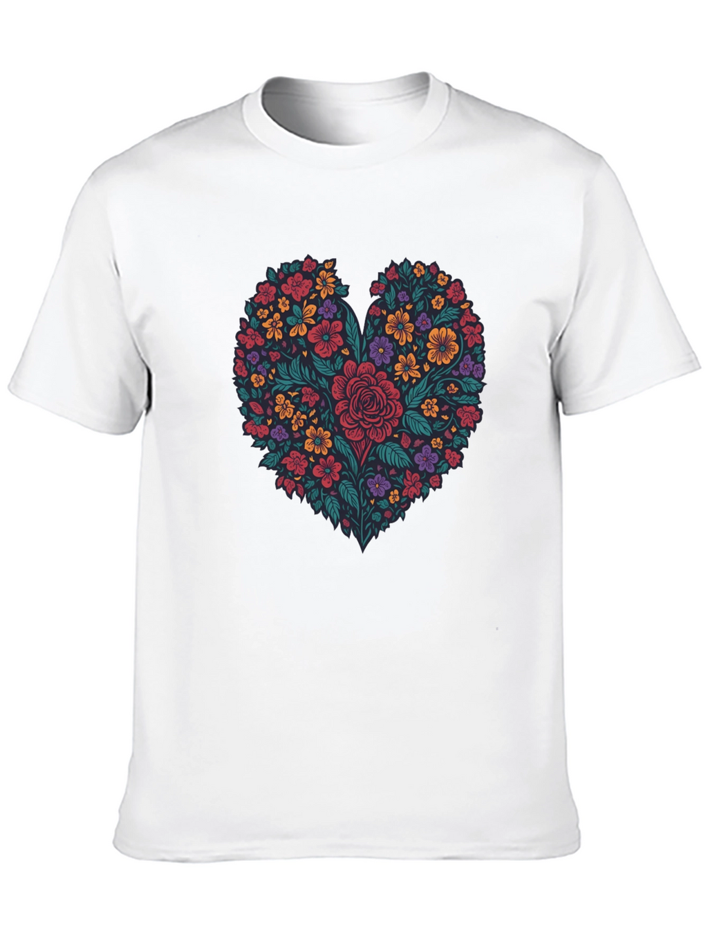 Floral Heart Graphic T-Shirt - Mens Black Tee