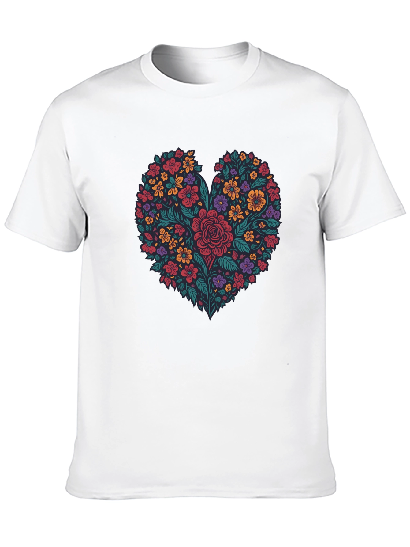 Floral Heart Graphic T-Shirt - Mens Black Tee