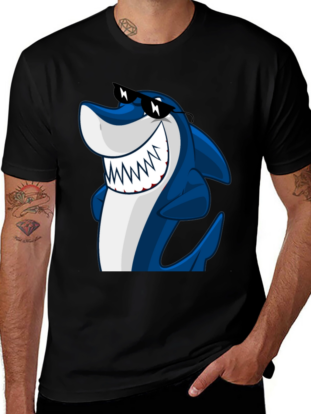 Cool Shark Graphic Tee - Black Cotton Shirt
