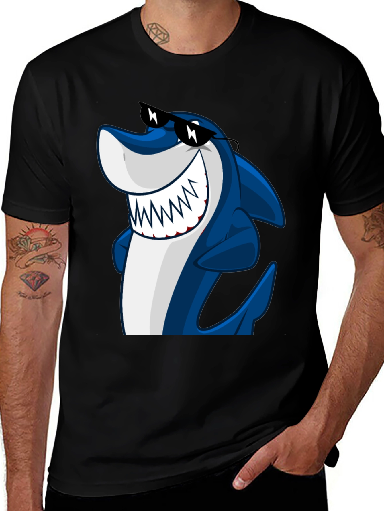 Cool Shark Graphic Tee - Black Cotton Shirt