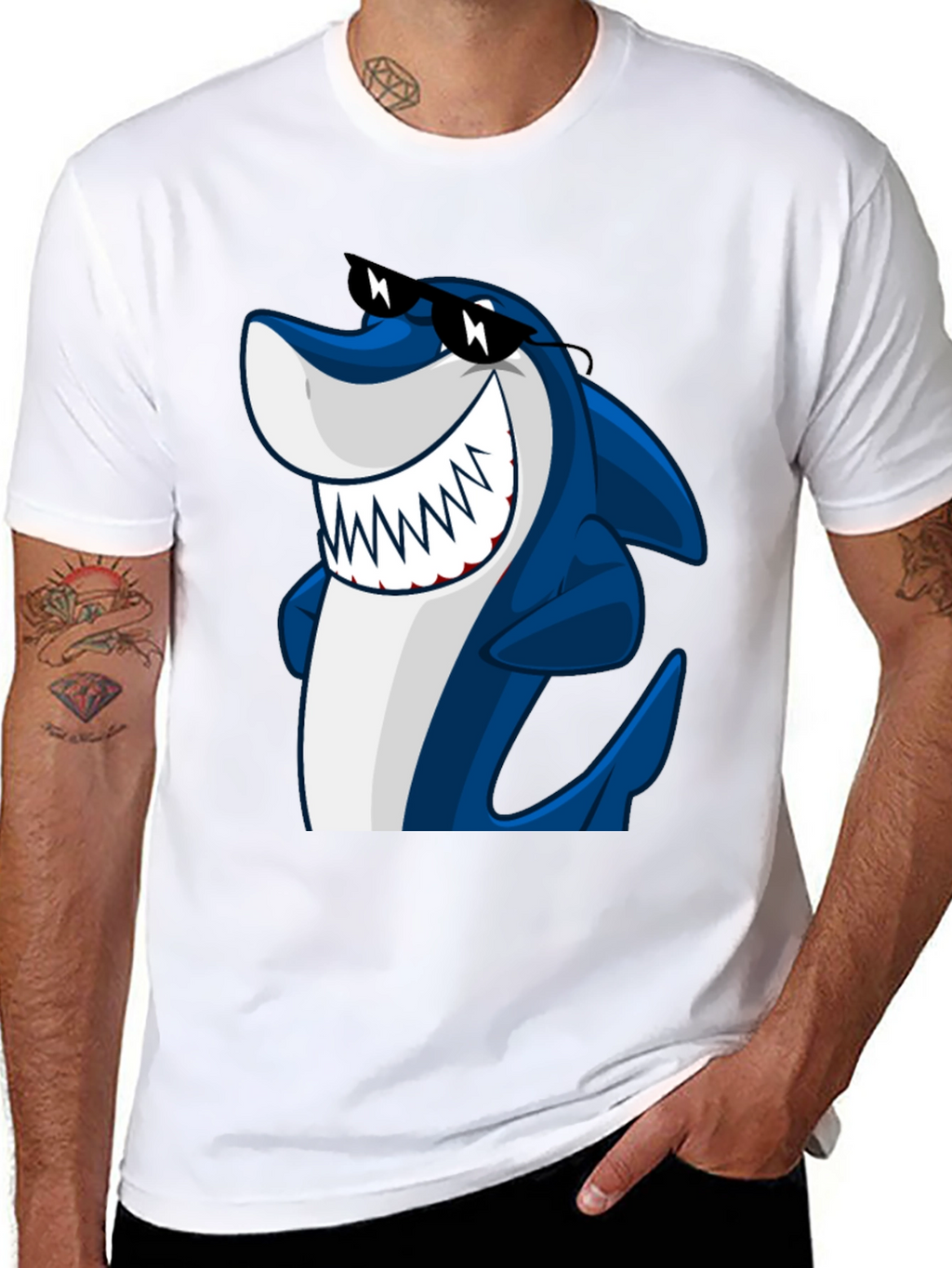 Cool Shark Graphic Tee - Black Cotton Shirt