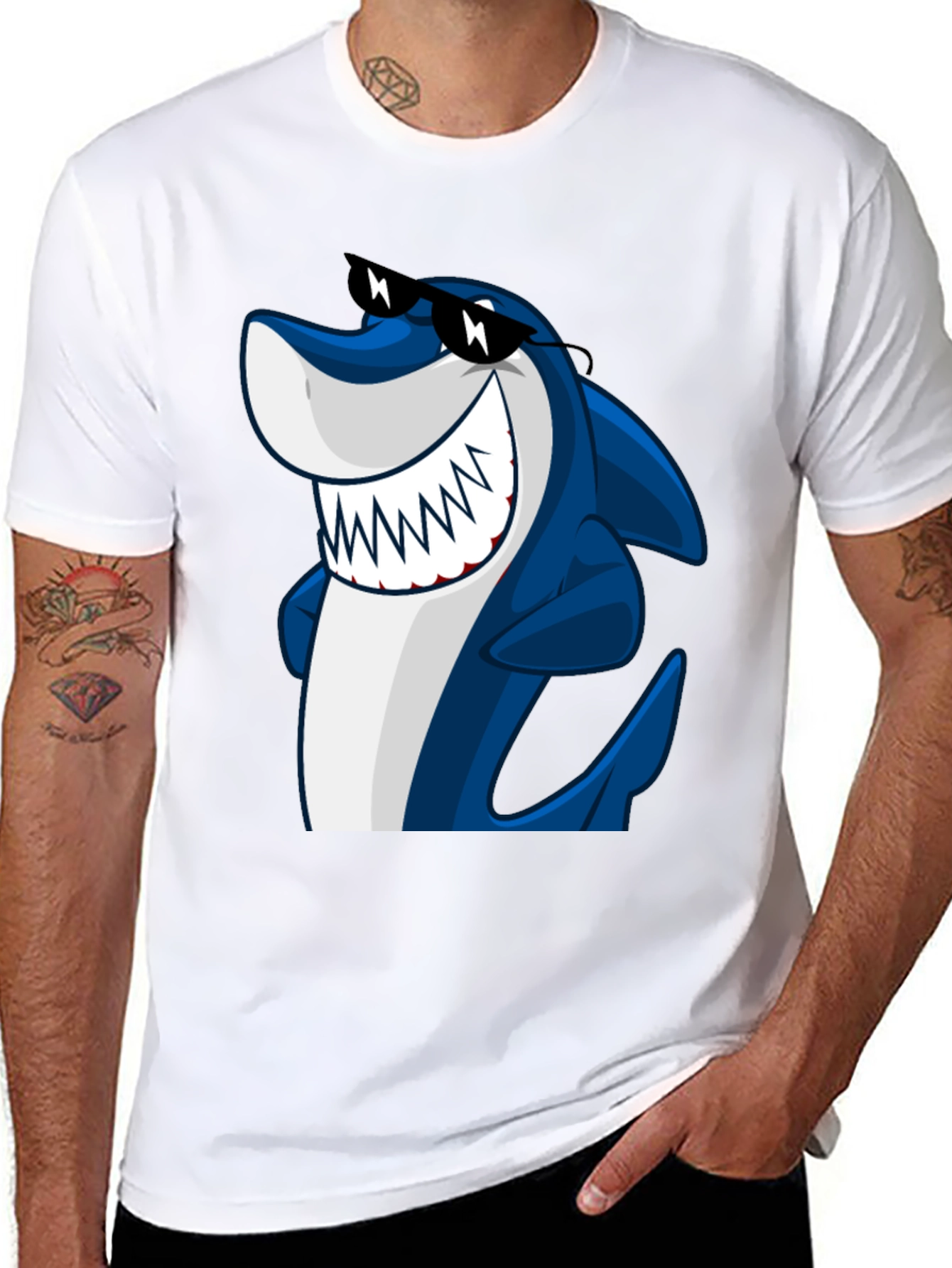 Cool Shark Graphic Tee - Black Cotton Shirt