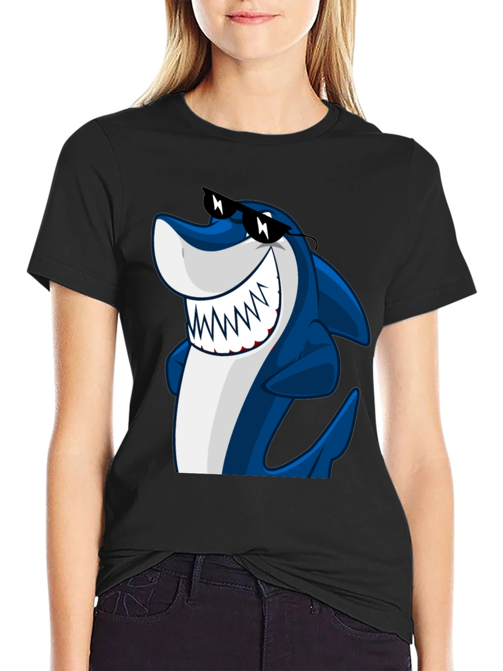 Cool Shark Graphic Tee - Black Cotton Shirt