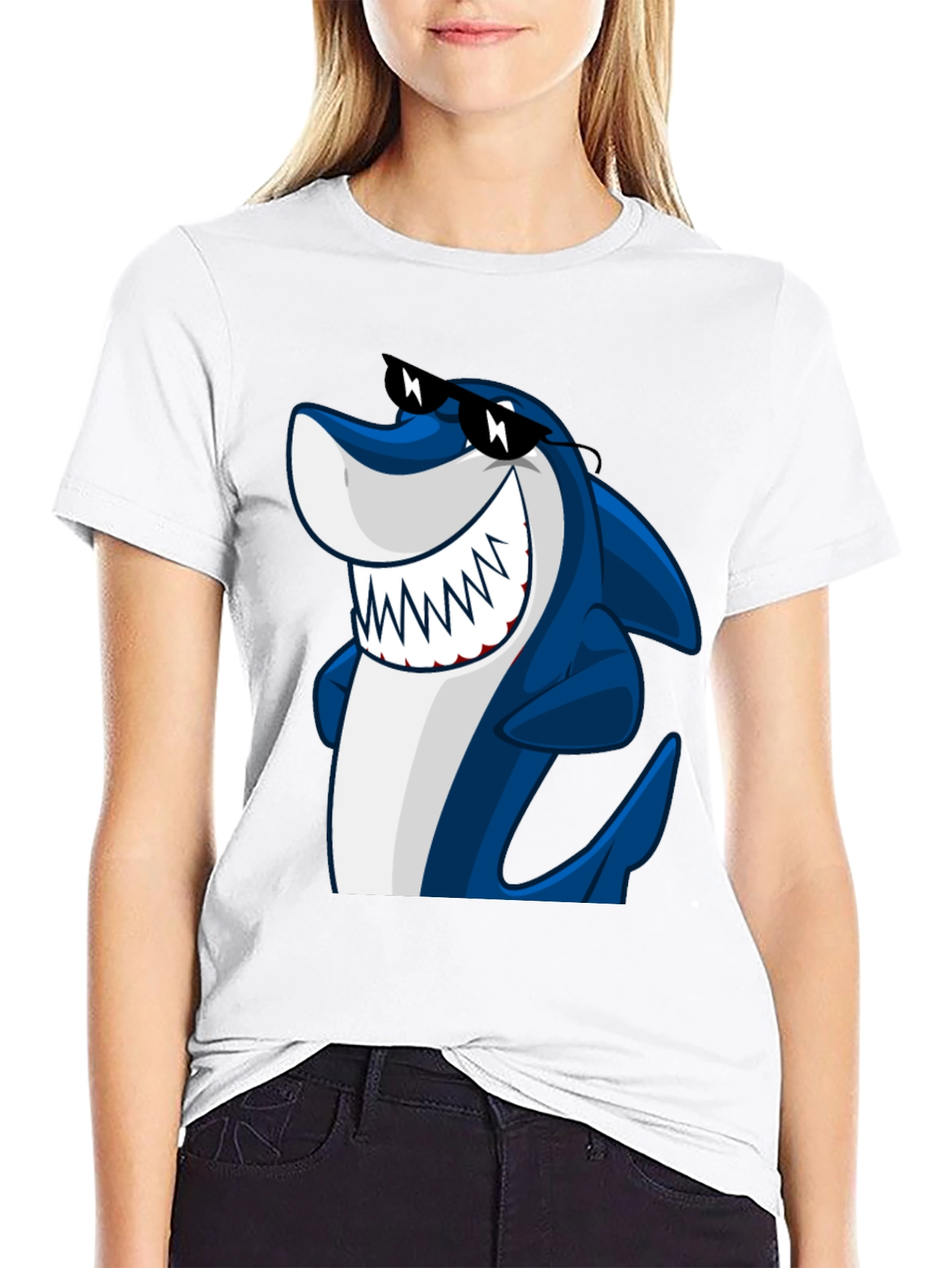 Cool Shark Graphic Tee - Black Cotton Shirt