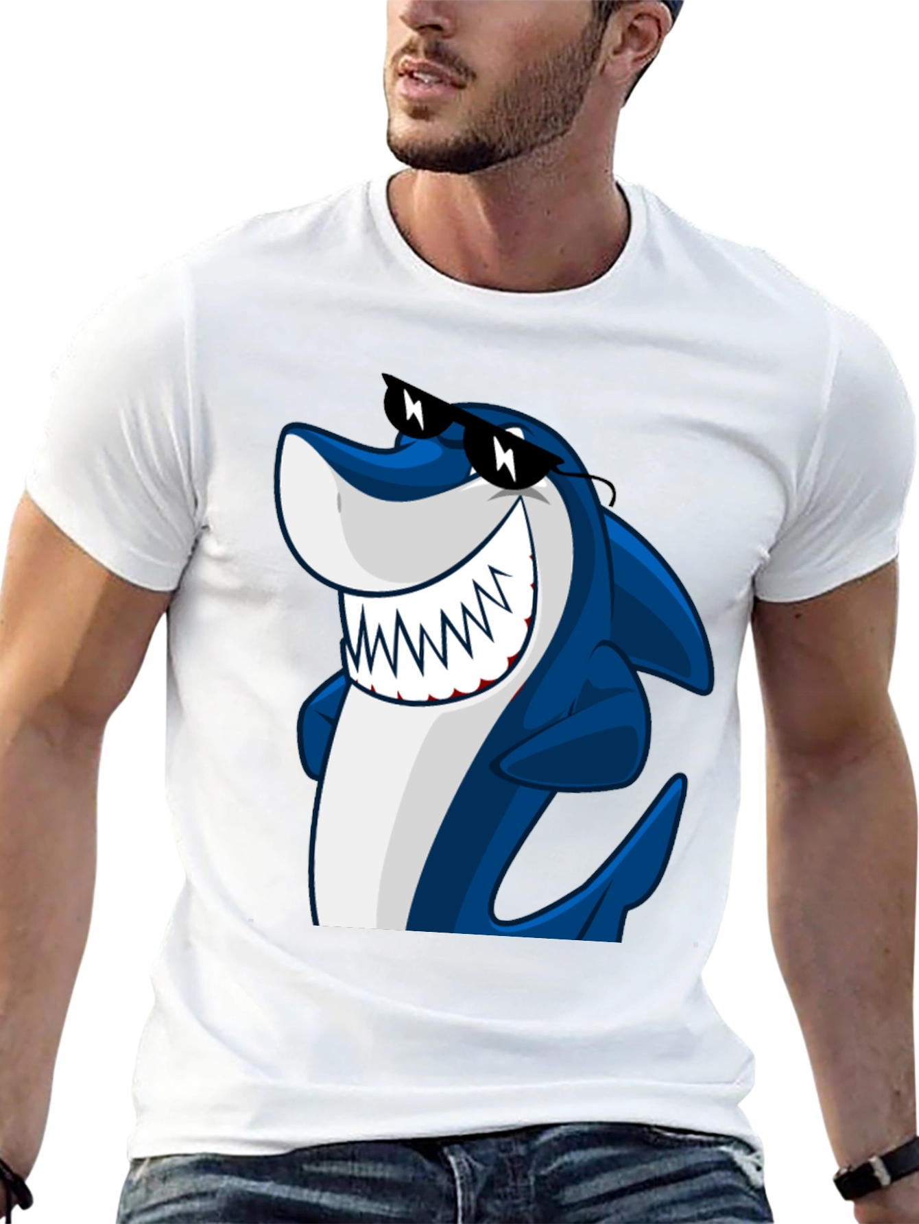 Cool Shark Graphic Tee - Black Cotton Shirt