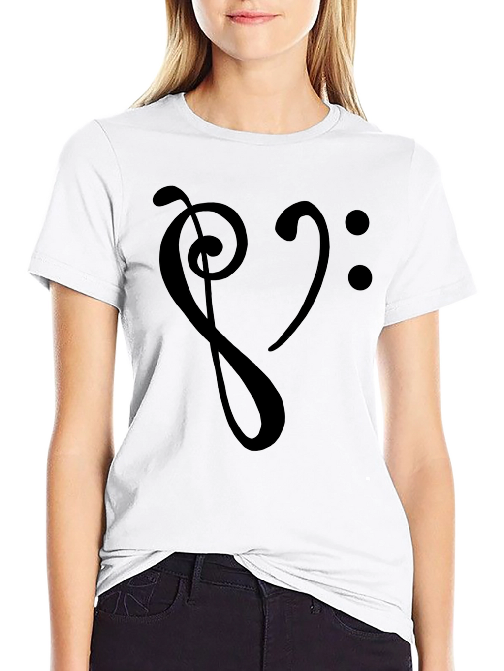 Music Heartbeat T-Shirt - Stylish Bass Clef Graphic Tee