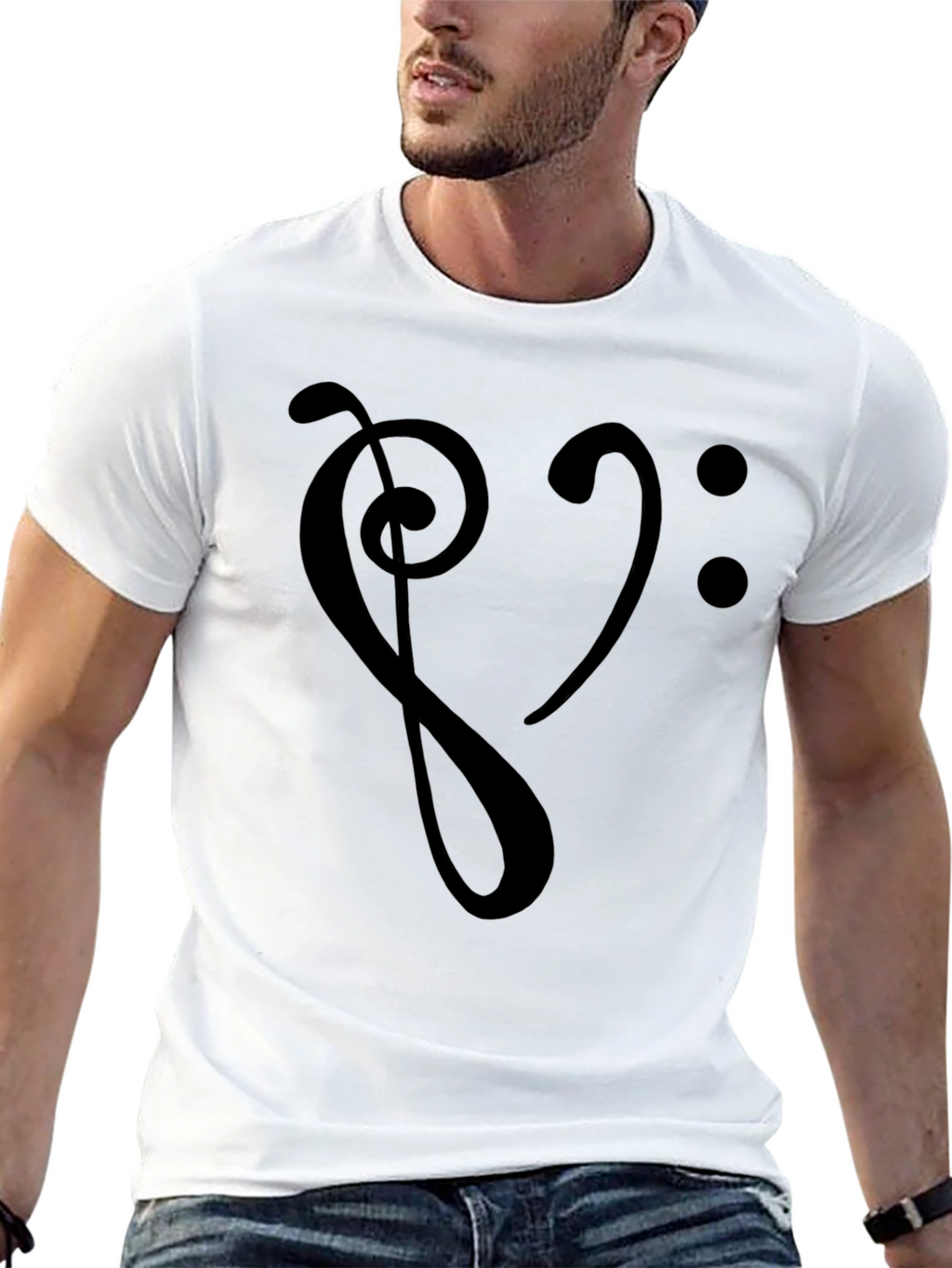 Music Heartbeat T-Shirt - Stylish Bass Clef Graphic Tee