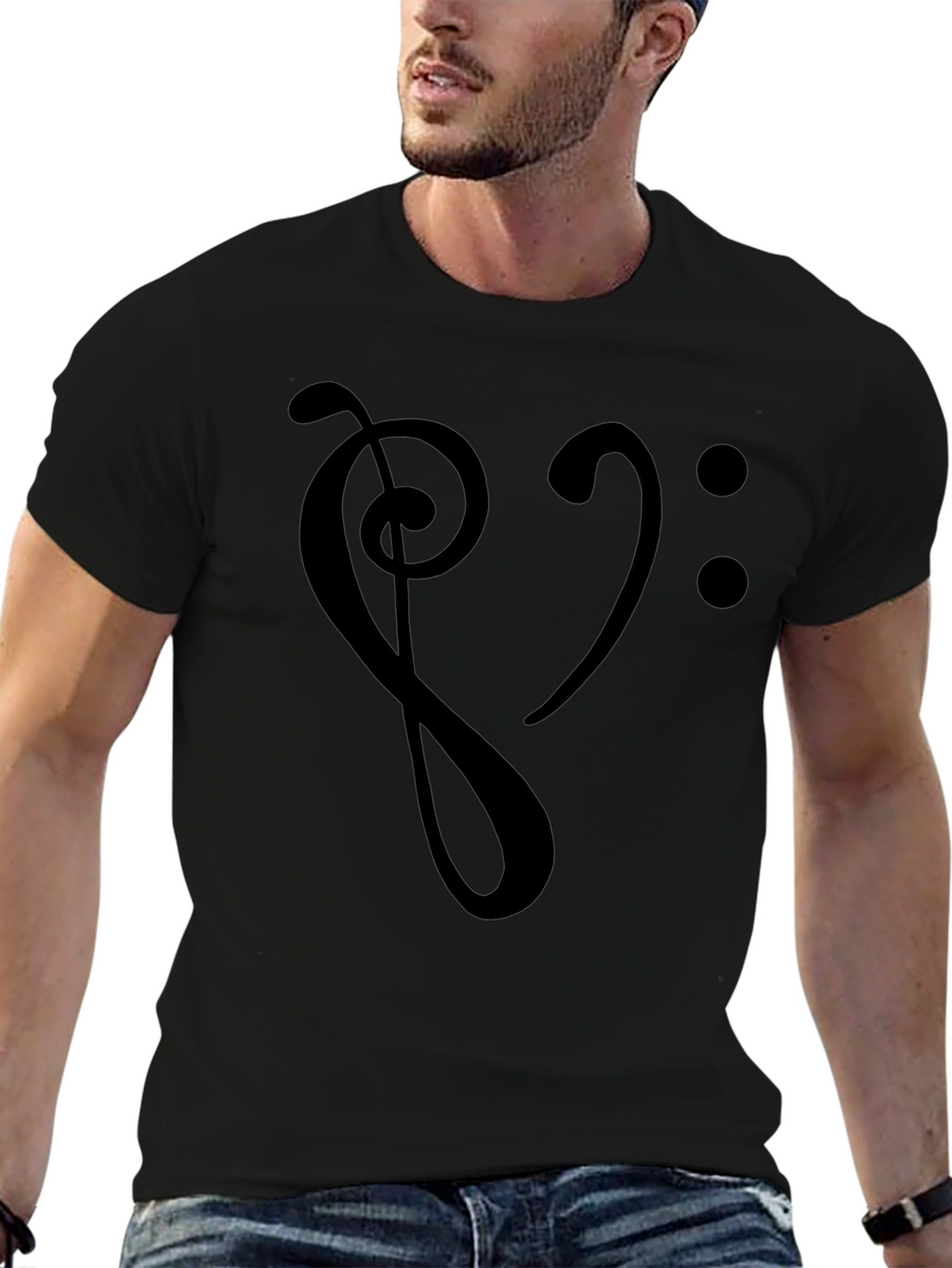 Music Heartbeat T-Shirt - Stylish Bass Clef Graphic Tee