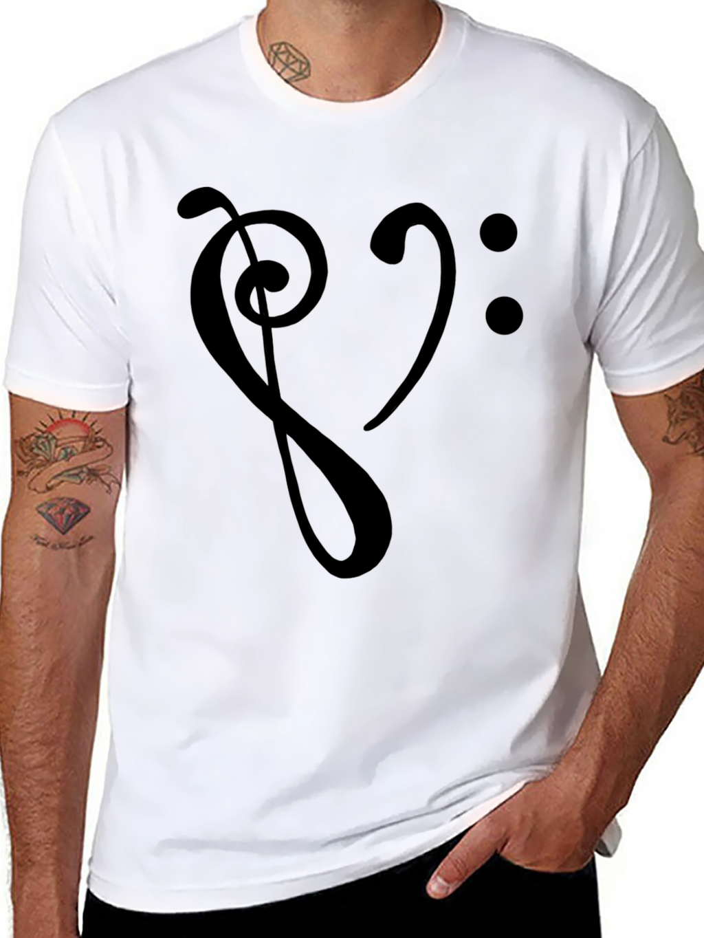 Music Heartbeat T-Shirt - Stylish Bass Clef Graphic Tee