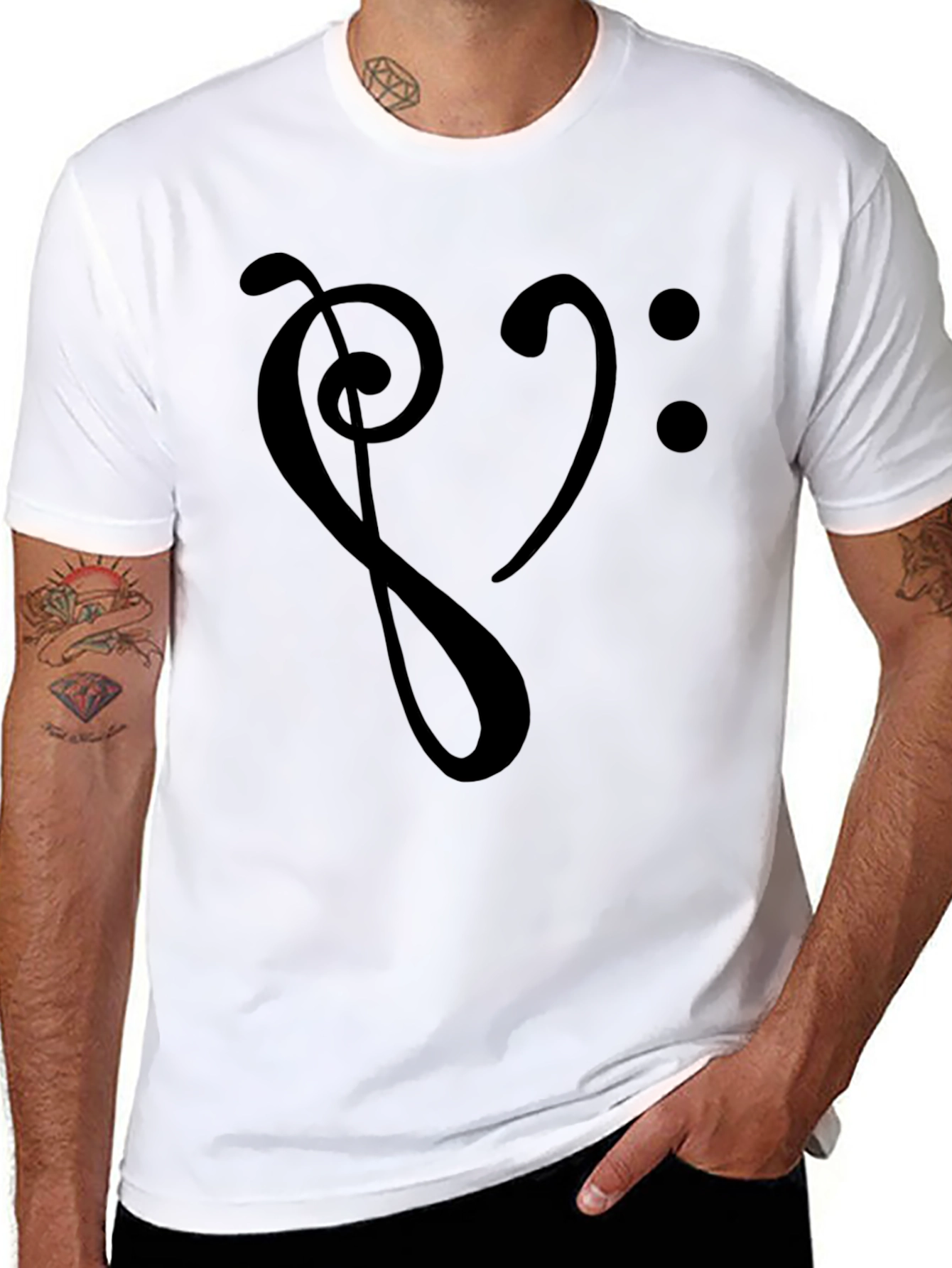 Music Heartbeat T-Shirt - Stylish Bass Clef Graphic Tee