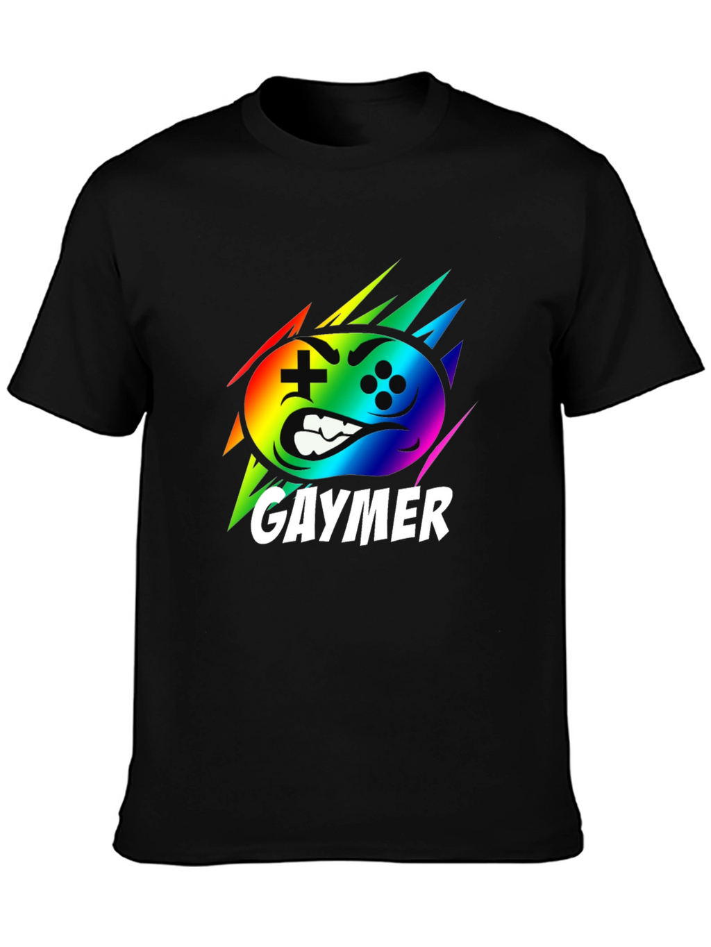 Gaymer Rainbow Controller Graphic Black T-Shirt