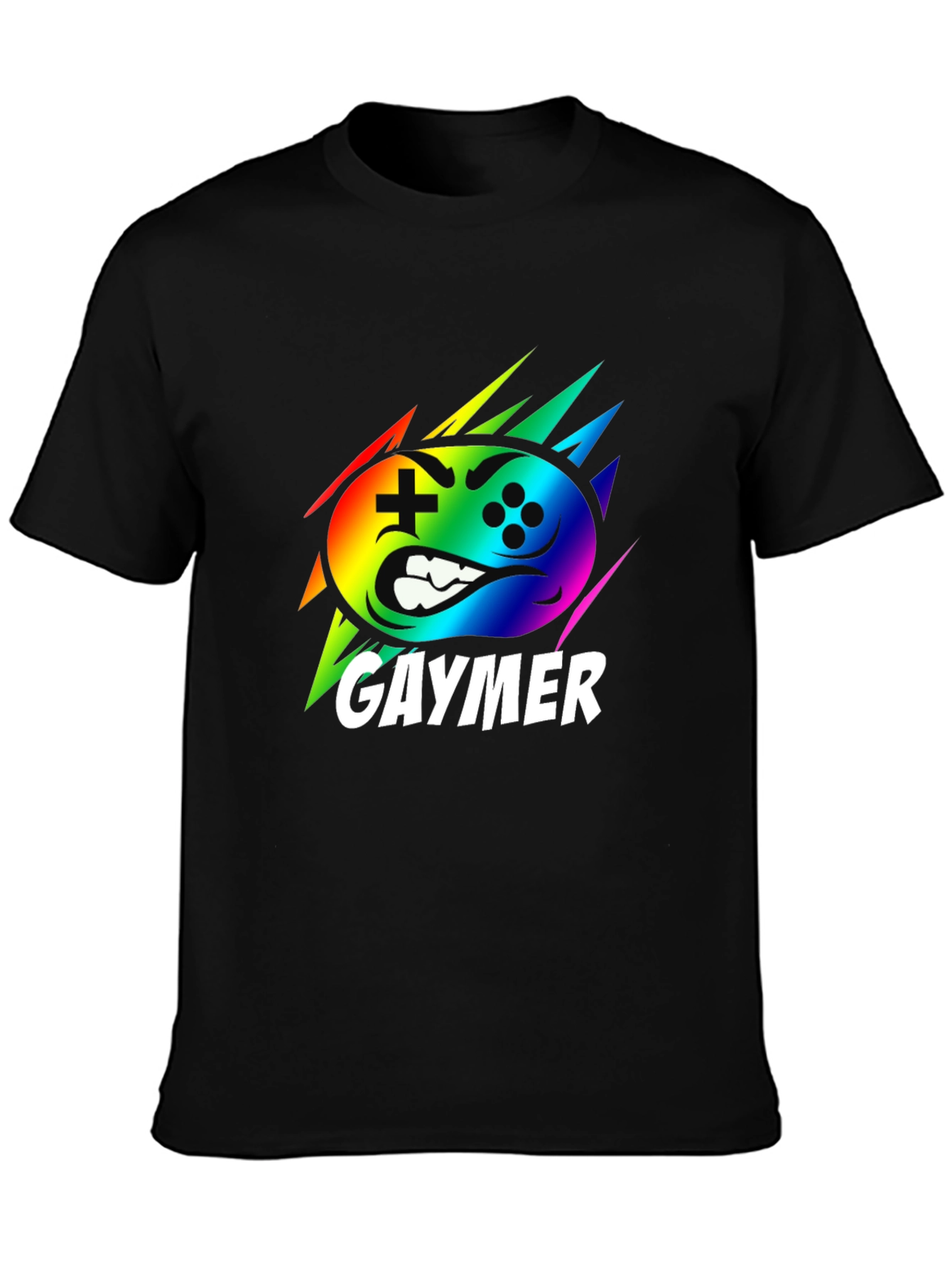 Gaymer Rainbow Controller Graphic Black T-Shirt