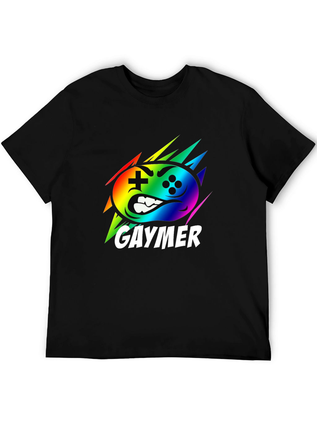 Gaymer Rainbow Controller Graphic Black T-Shirt