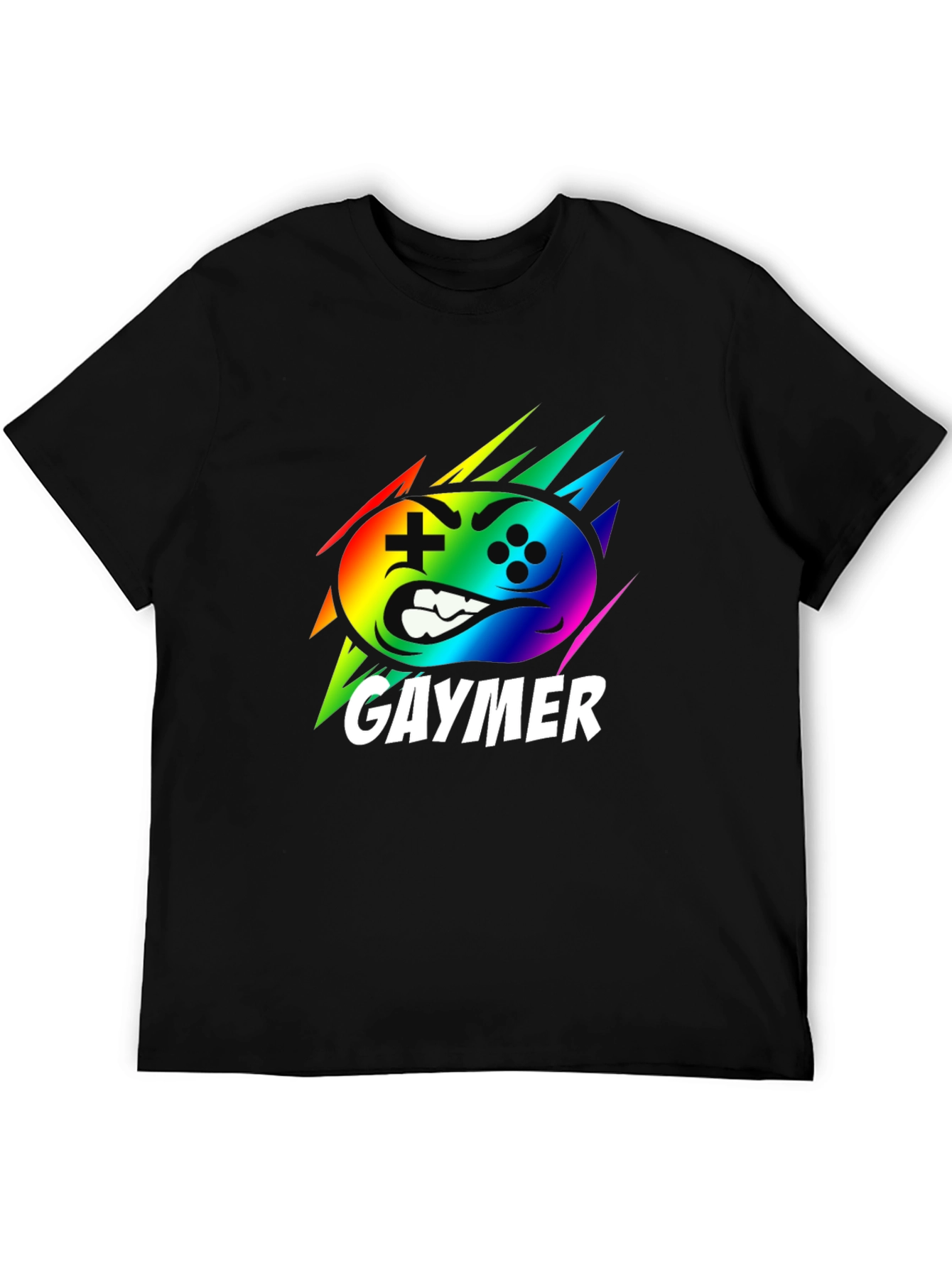 Gaymer Rainbow Controller Graphic Black T-Shirt