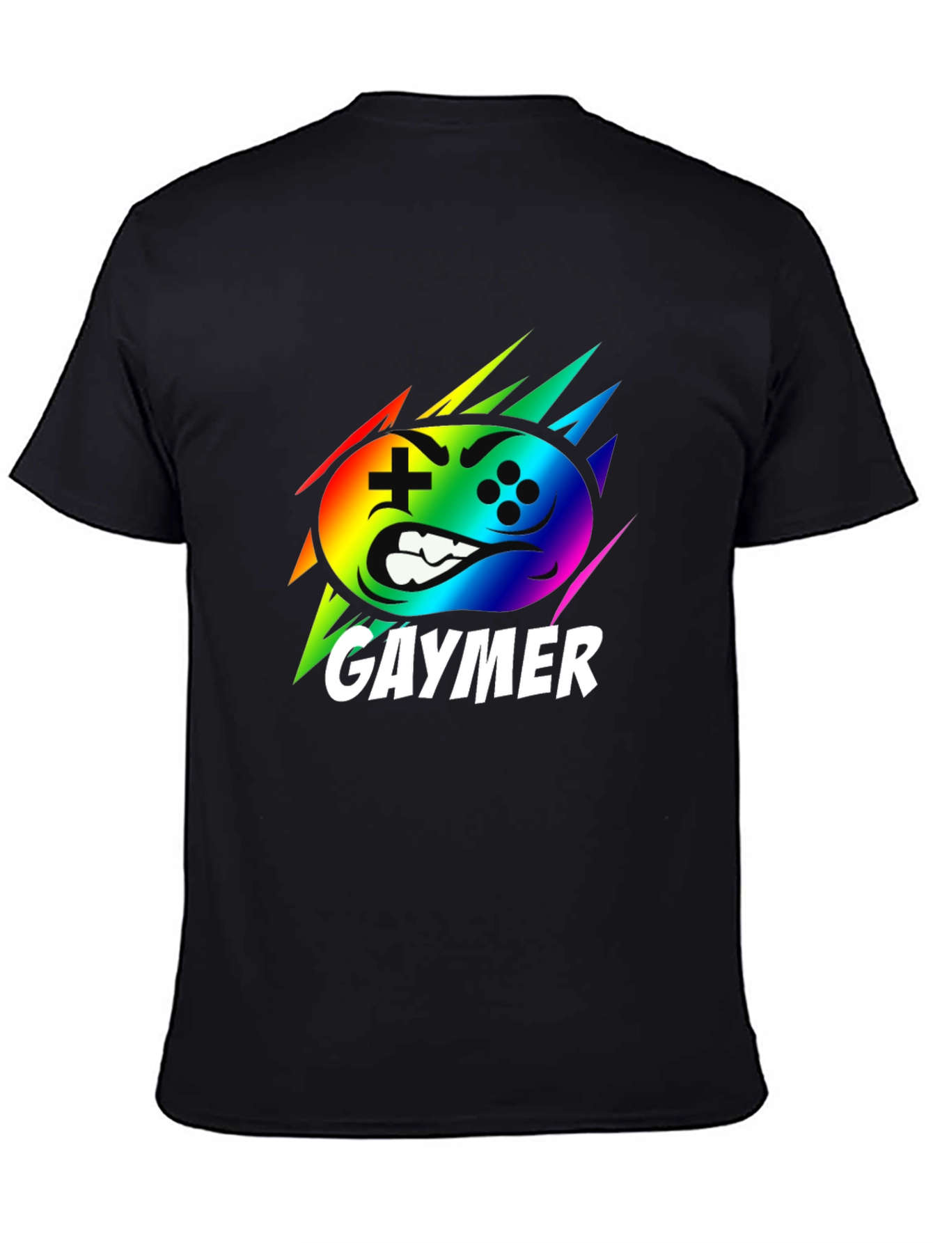 Gaymer Rainbow Controller Graphic Black T-Shirt