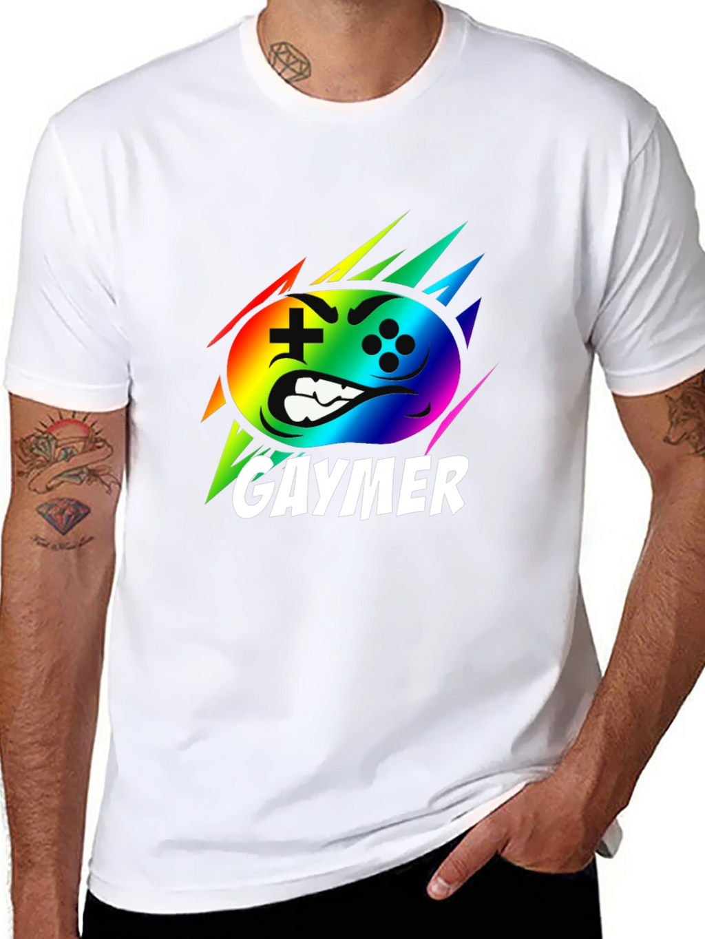 Gaymer Rainbow Controller Graphic Black T-Shirt