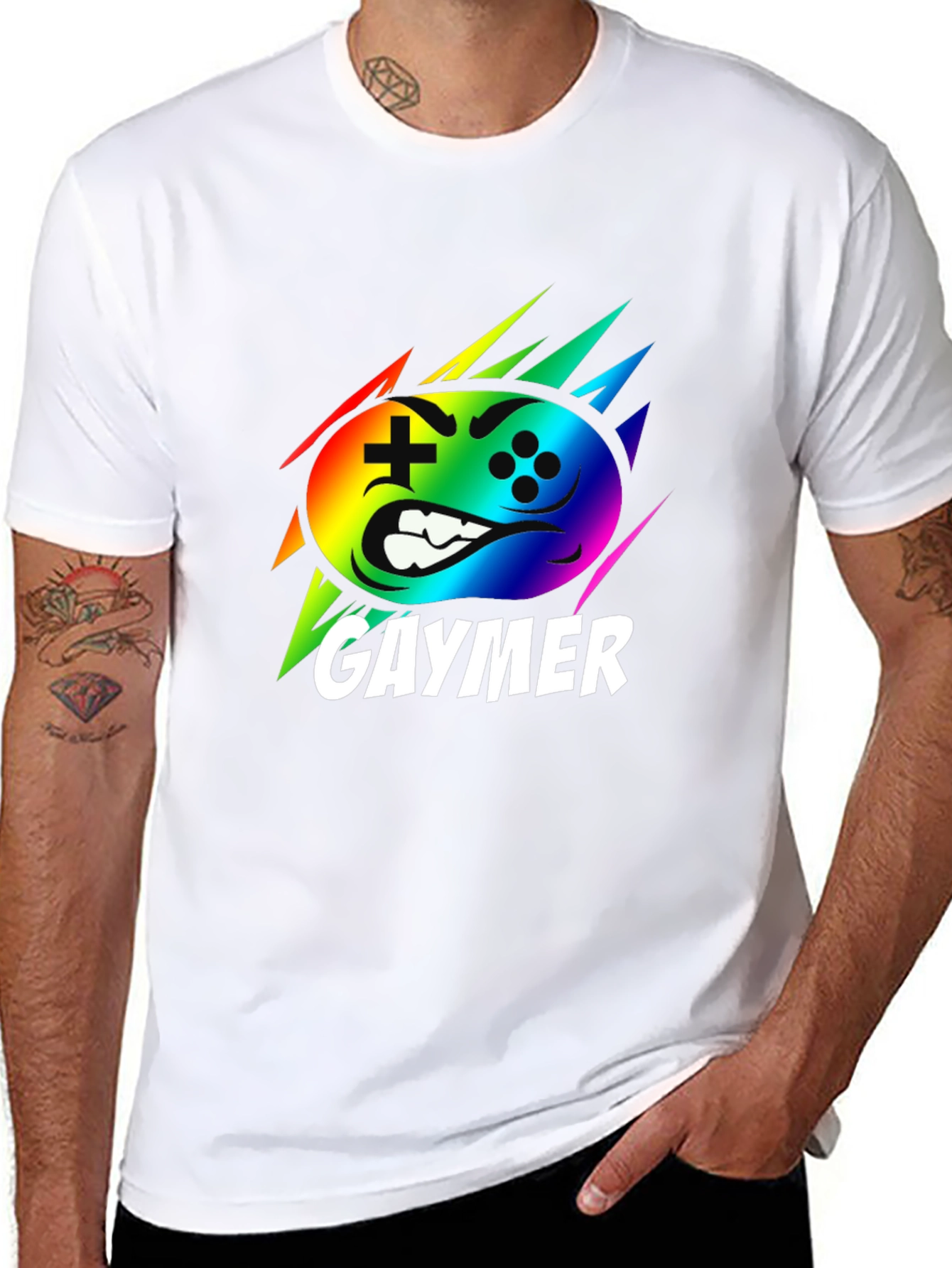 Gaymer Rainbow Controller Graphic Black T-Shirt