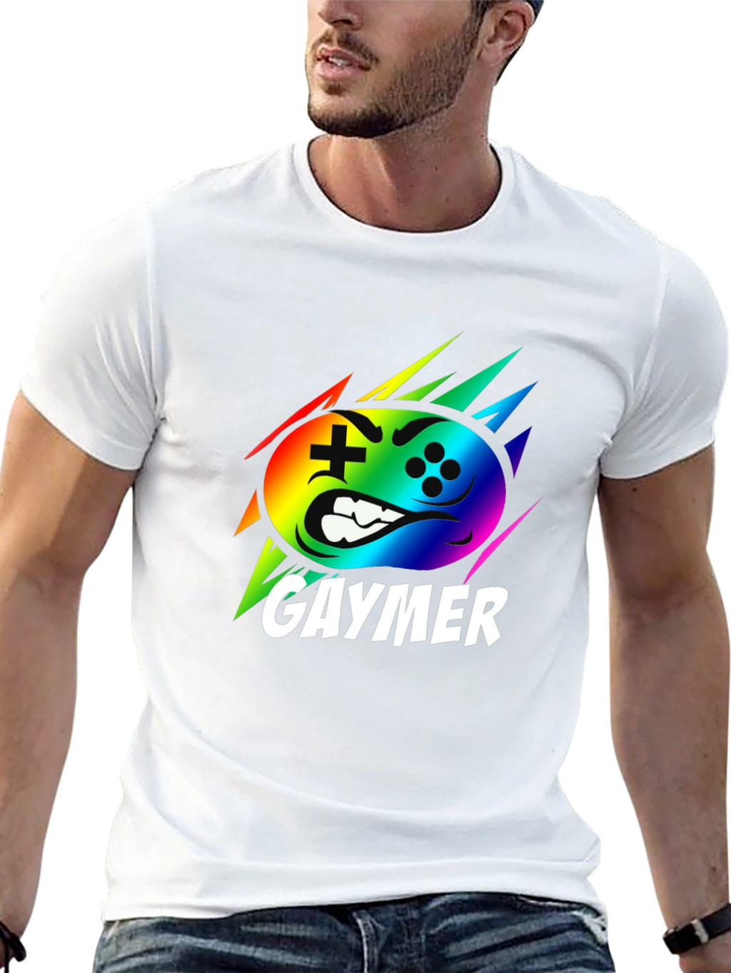Gaymer Rainbow Controller Graphic Black T-Shirt