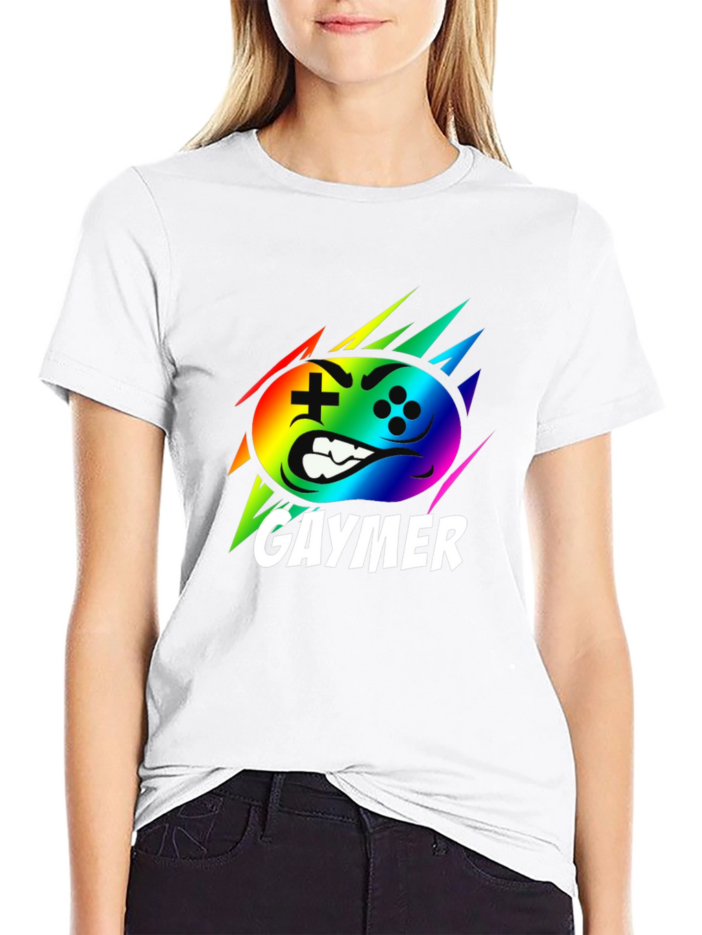 Gaymer Rainbow Controller Graphic Black T-Shirt