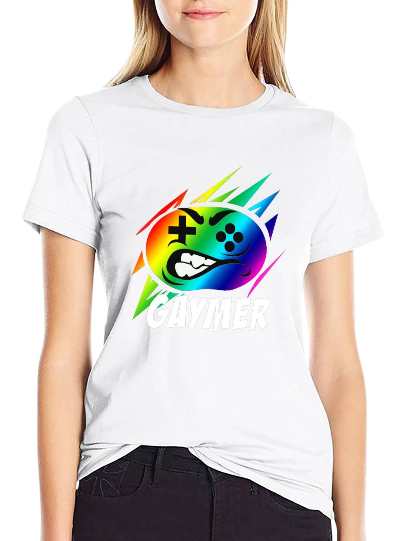 Gaymer Rainbow Controller Graphic Black T-Shirt