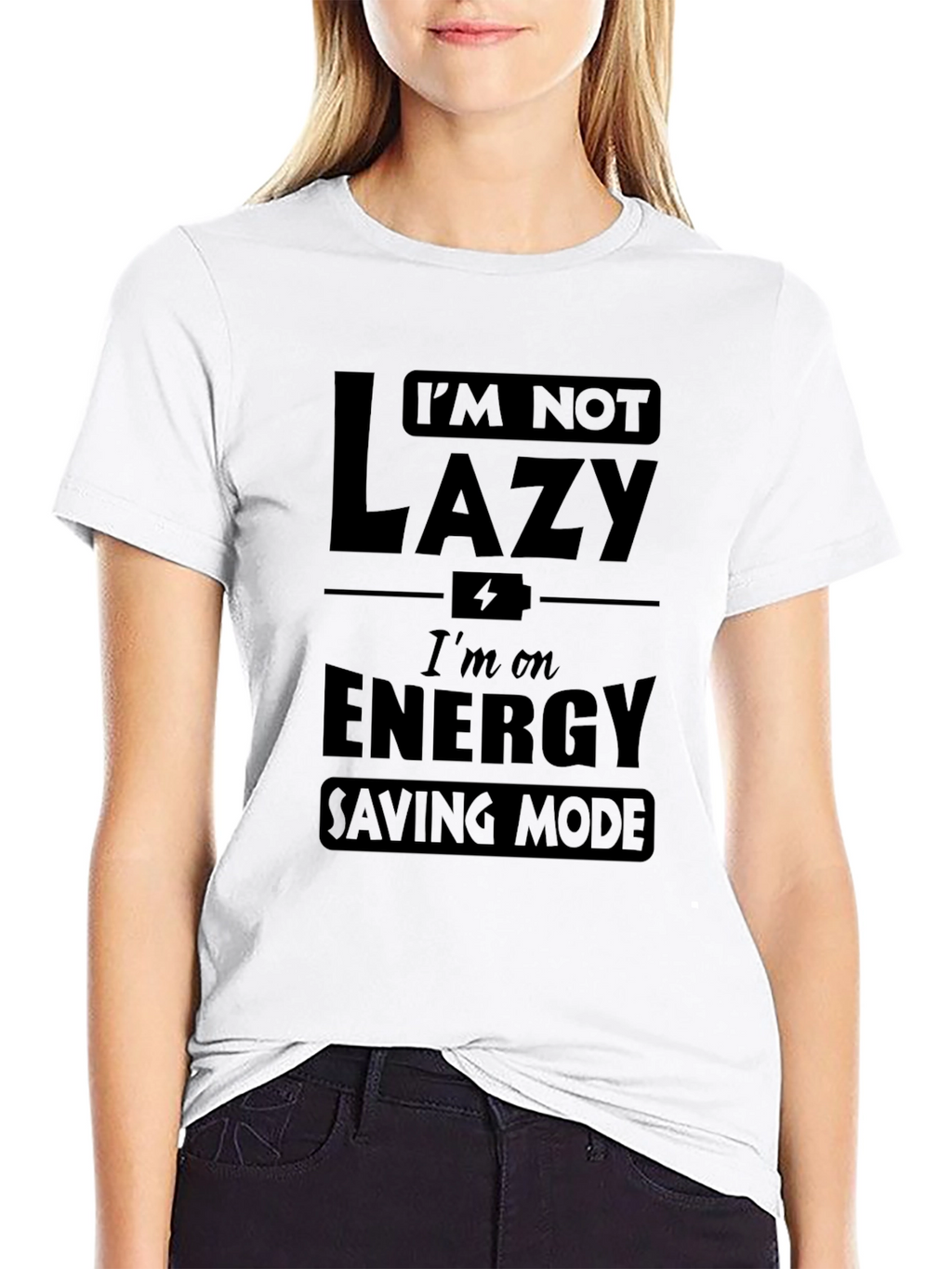 Funny Im Not Lazy Energy Saving Mode Black T-Shirt