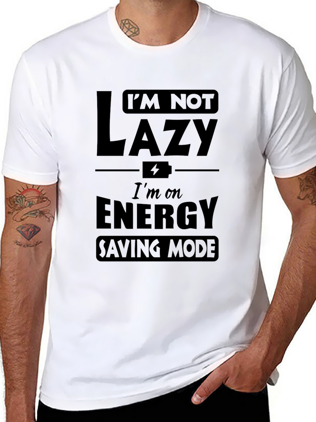 Funny Im Not Lazy Energy Saving Mode Black T-Shirt