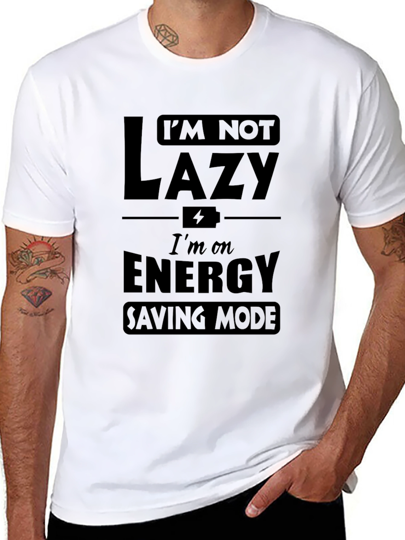 Funny Im Not Lazy Energy Saving Mode Black T-Shirt