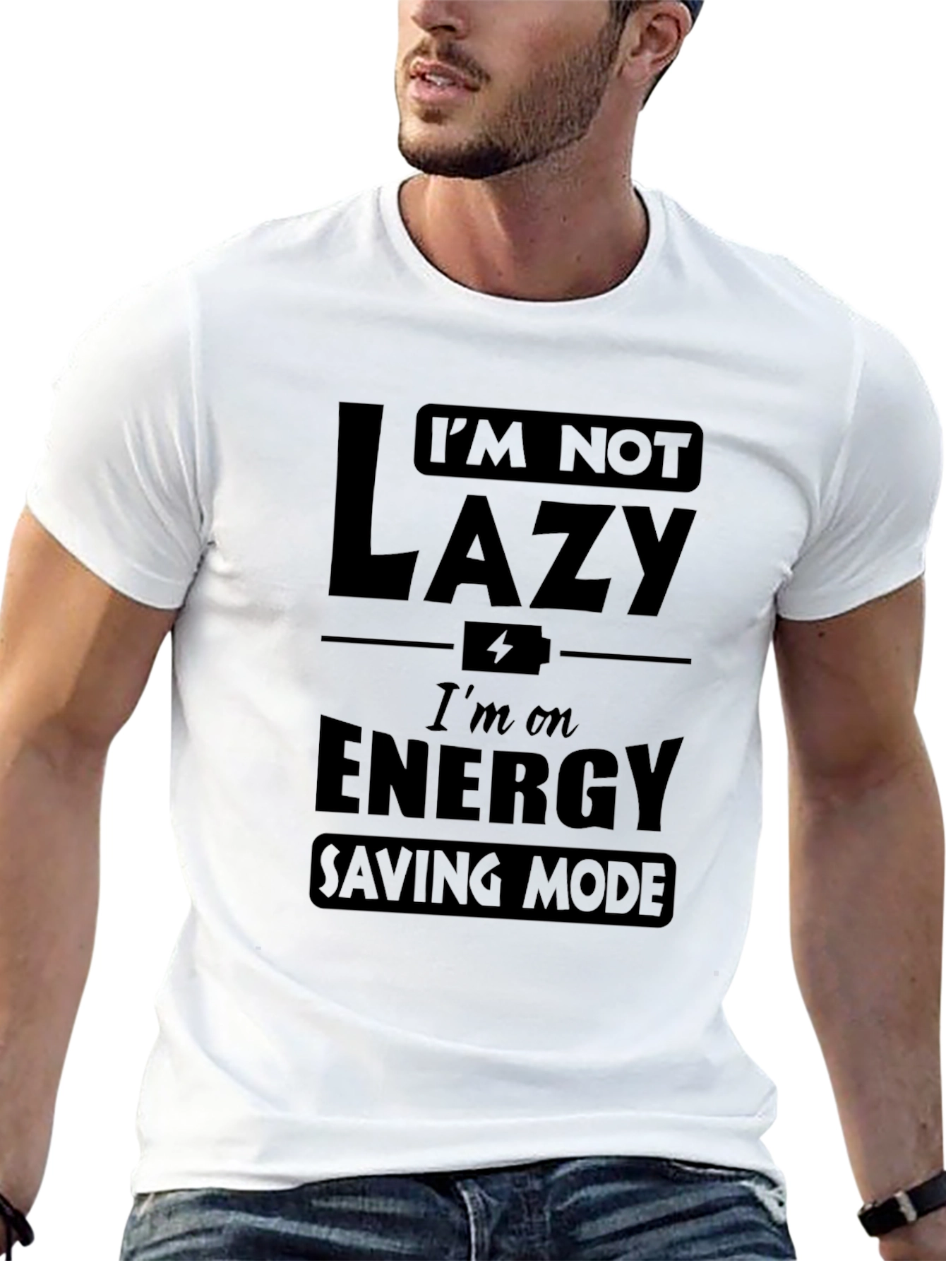 Funny Im Not Lazy Energy Saving Mode Black T-Shirt