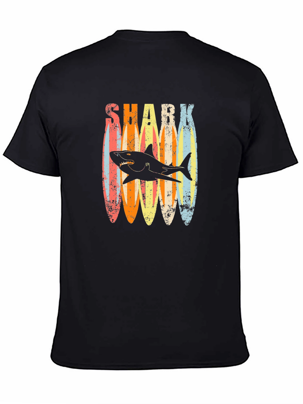 Retro Shark Surfboard T-Shirt - Casual Graphic Tee