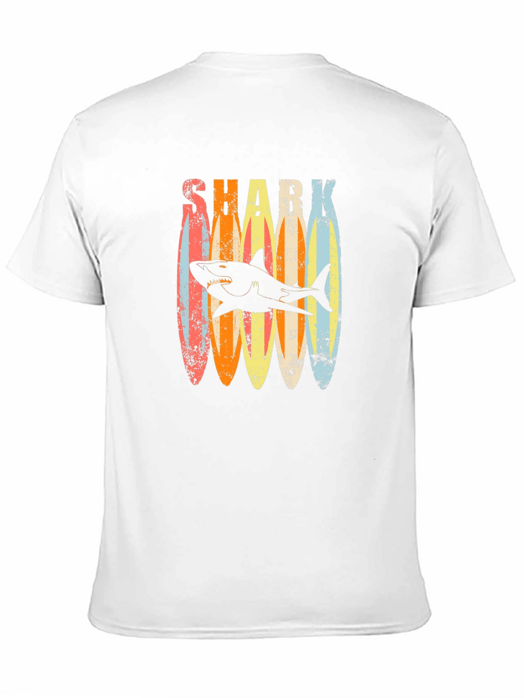 Retro Shark Surfboard T-Shirt - Casual Graphic Tee