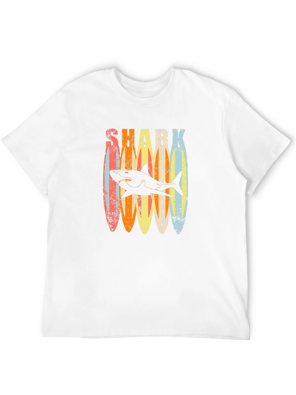 Retro Shark Surfboard T-Shirt - Casual Graphic Tee