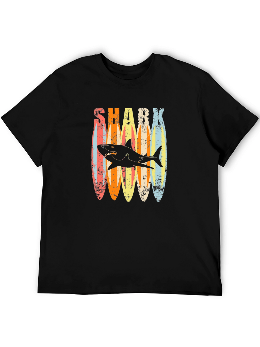 Retro Shark Surfboard T-Shirt - Casual Graphic Tee