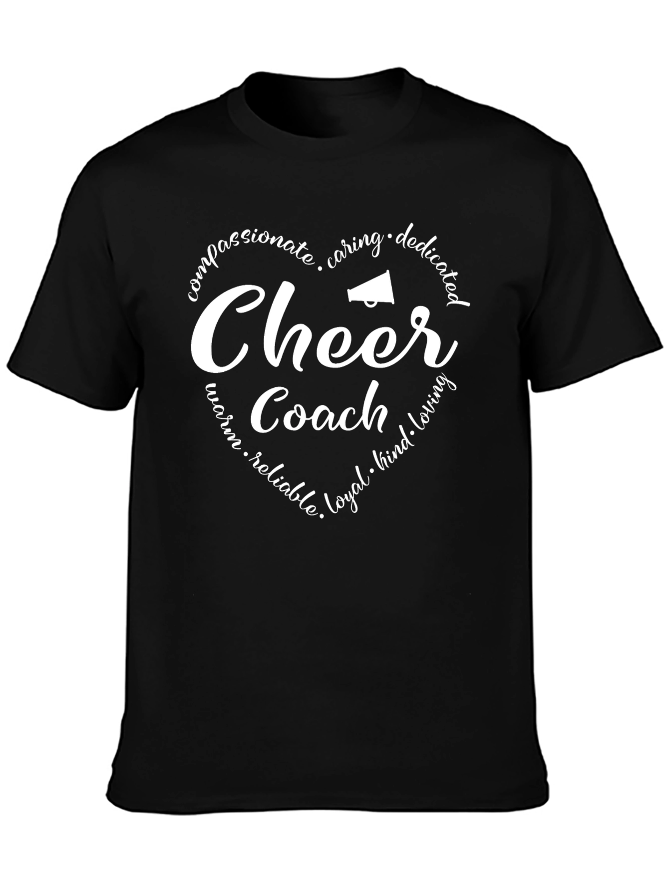 Cheer Coach T-Shirt - Heart Design - Dedicated and Caring