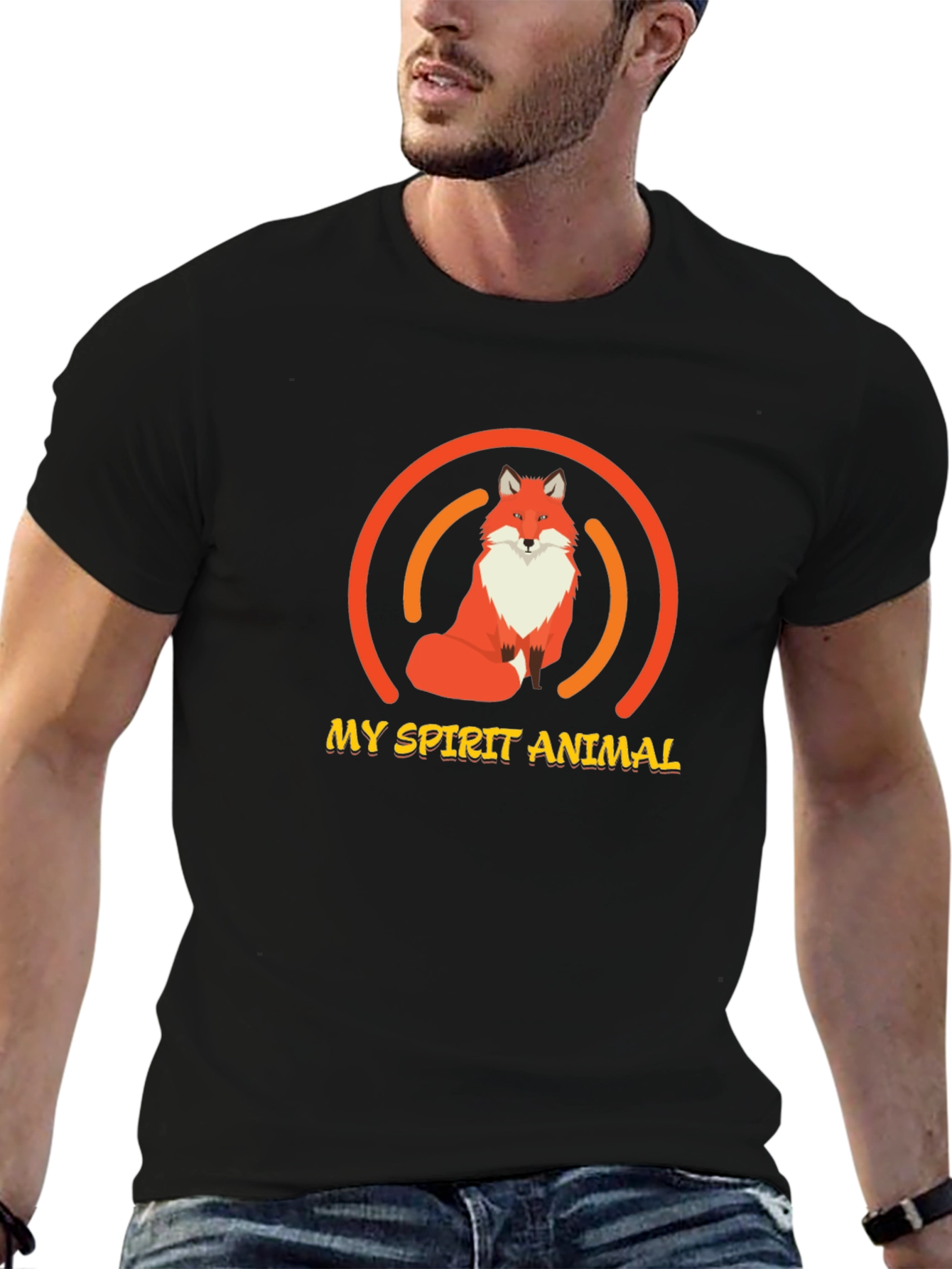 Fox Spirit Animal Graphic Tee - Unisex Black T-Shirt