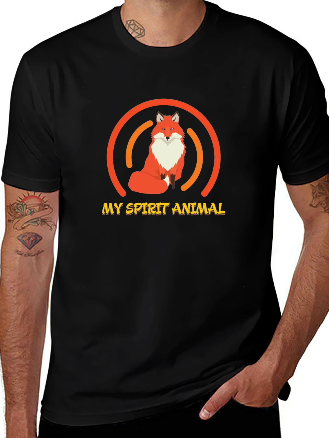 Fox Spirit Animal Graphic Tee - Unisex Black T-Shirt