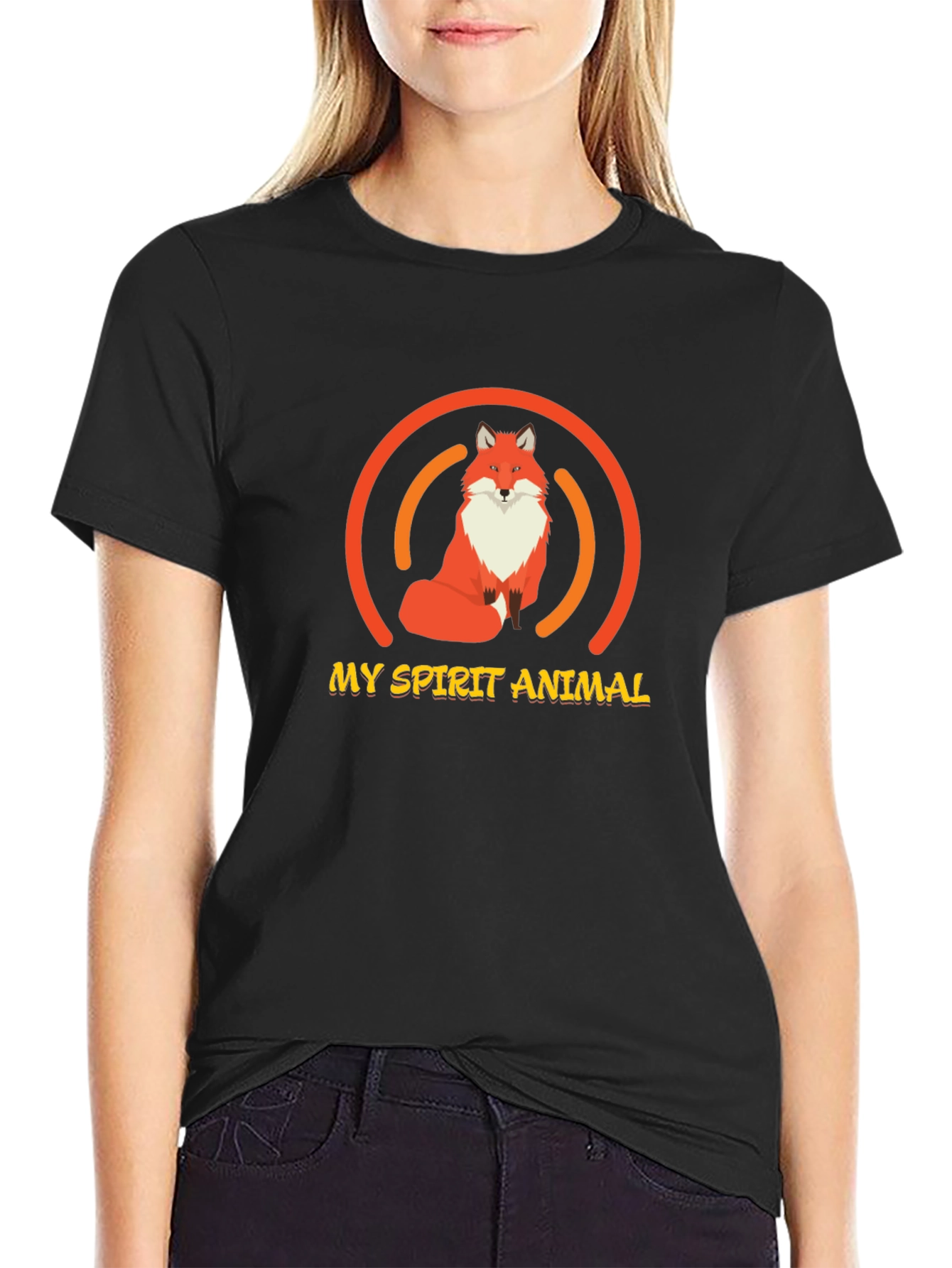 Fox Spirit Animal Graphic Tee - Unisex Black T-Shirt