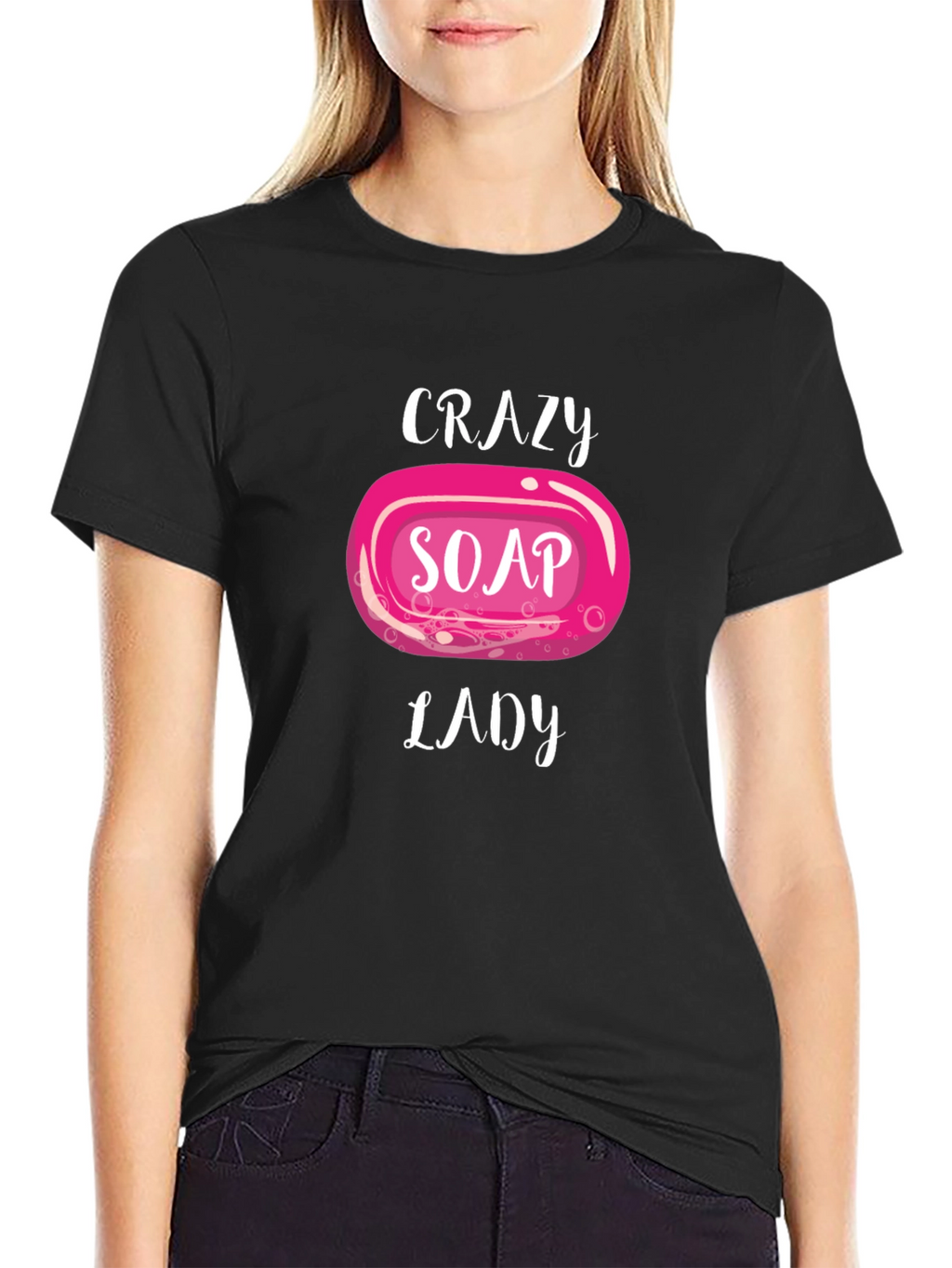 Crazy Soap Lady Black T-Shirt