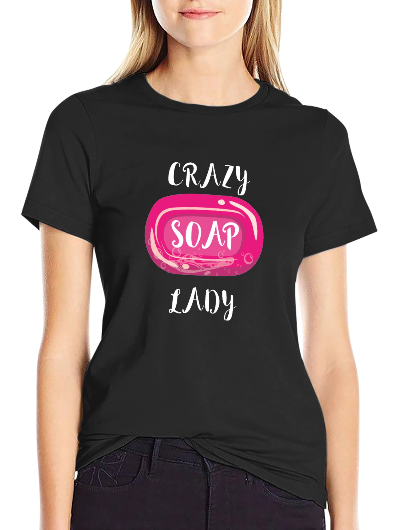 Crazy Soap Lady Black T-Shirt