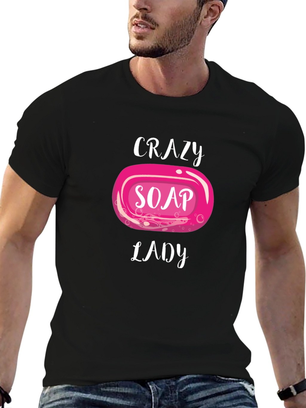Crazy Soap Lady Black T-Shirt