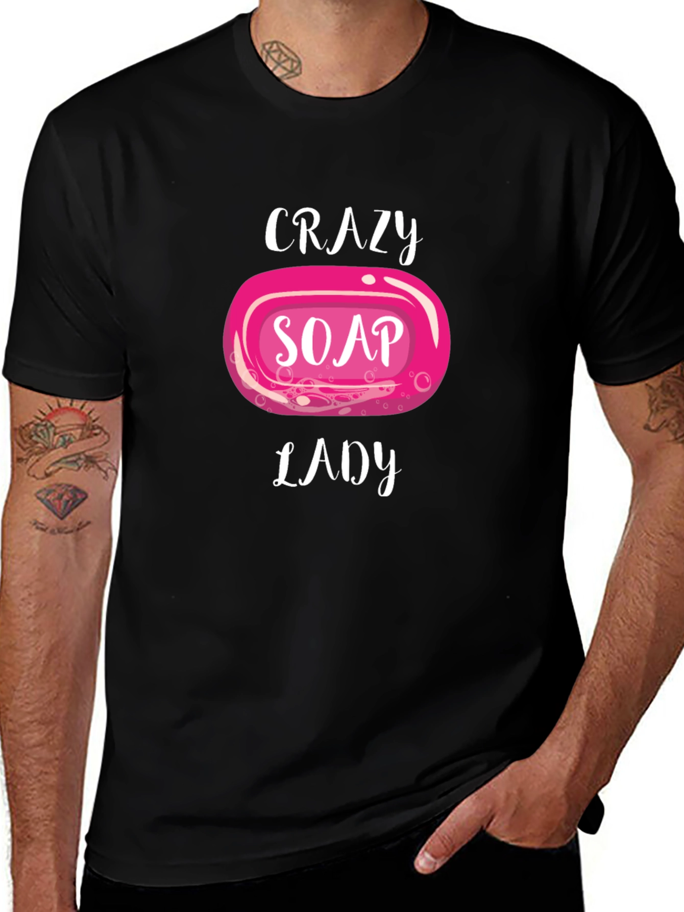 Crazy Soap Lady Black T-Shirt