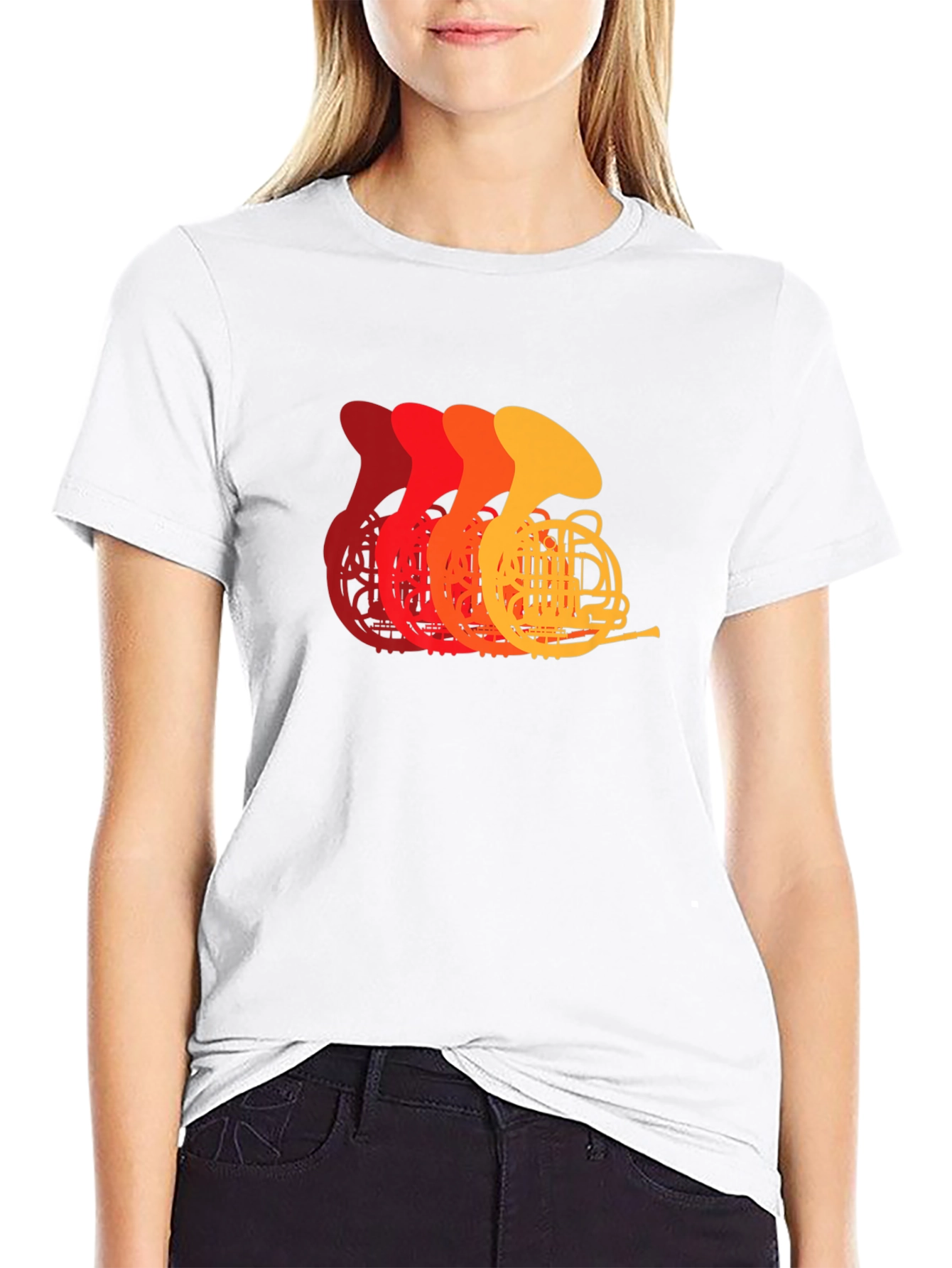 French Horn Retro T-Shirt - Musician Tee