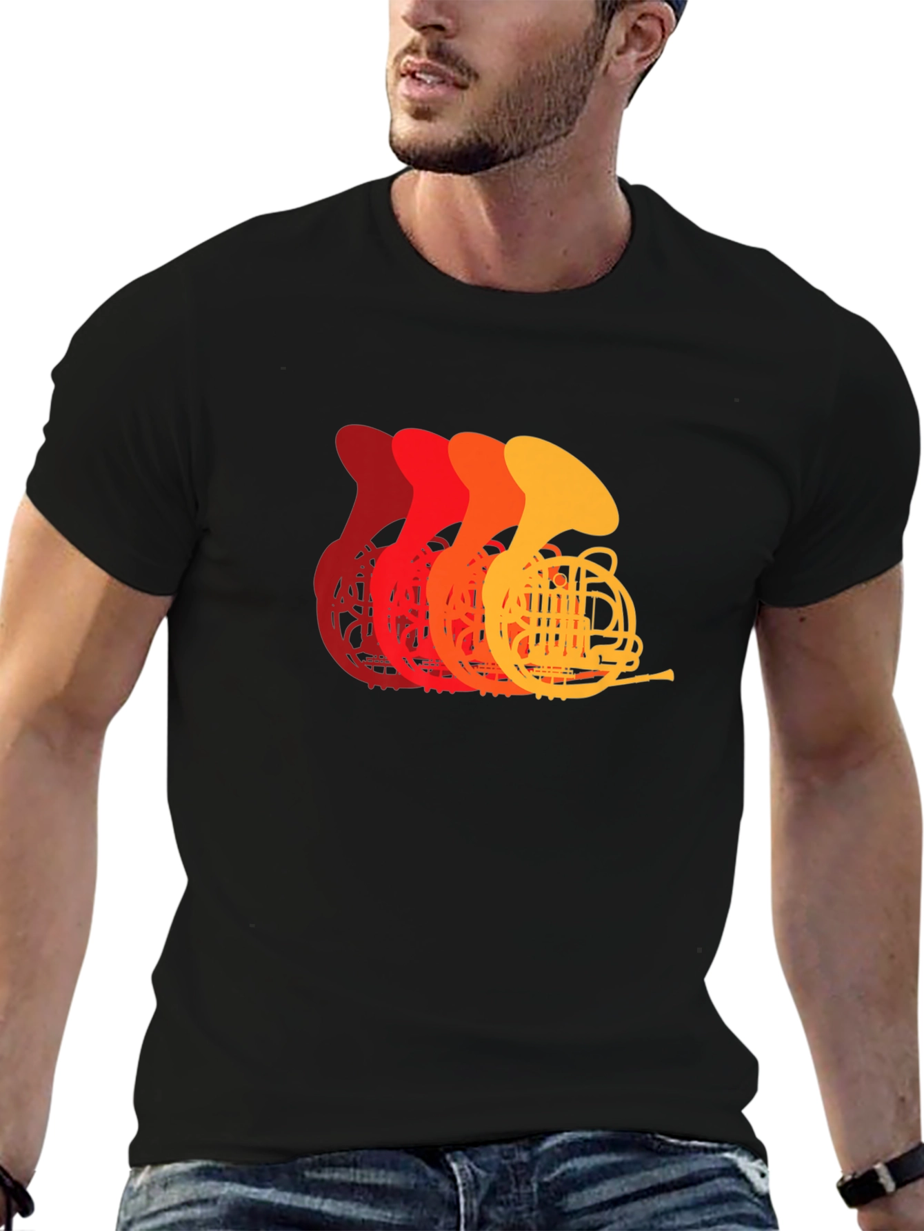 French Horn Retro T-Shirt - Musician Tee