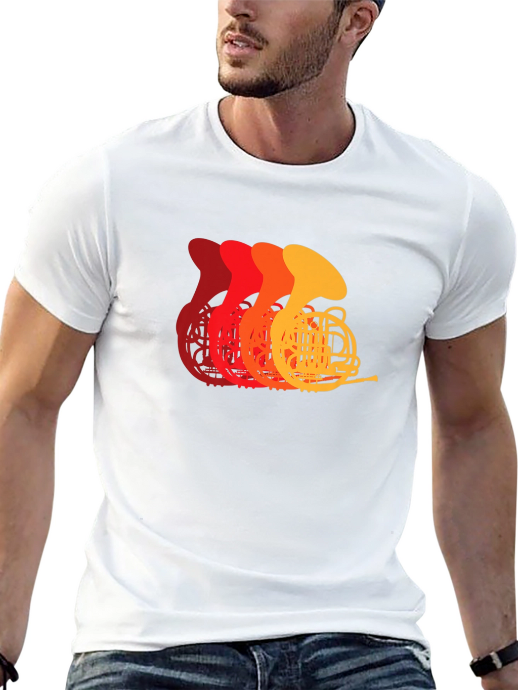 French Horn Retro T-Shirt - Musician Tee