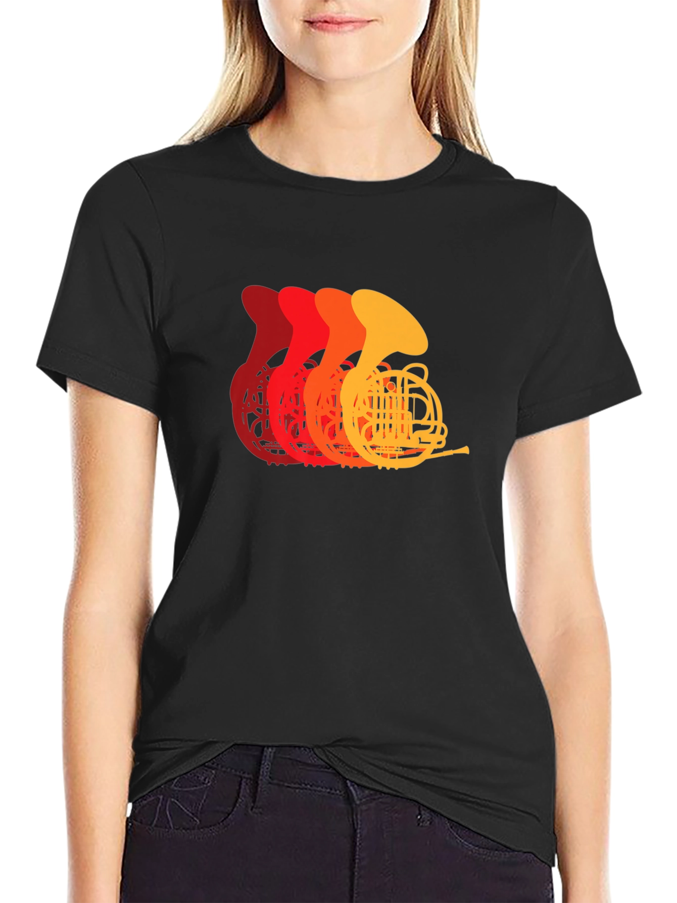 French Horn Retro T-Shirt - Musician Tee