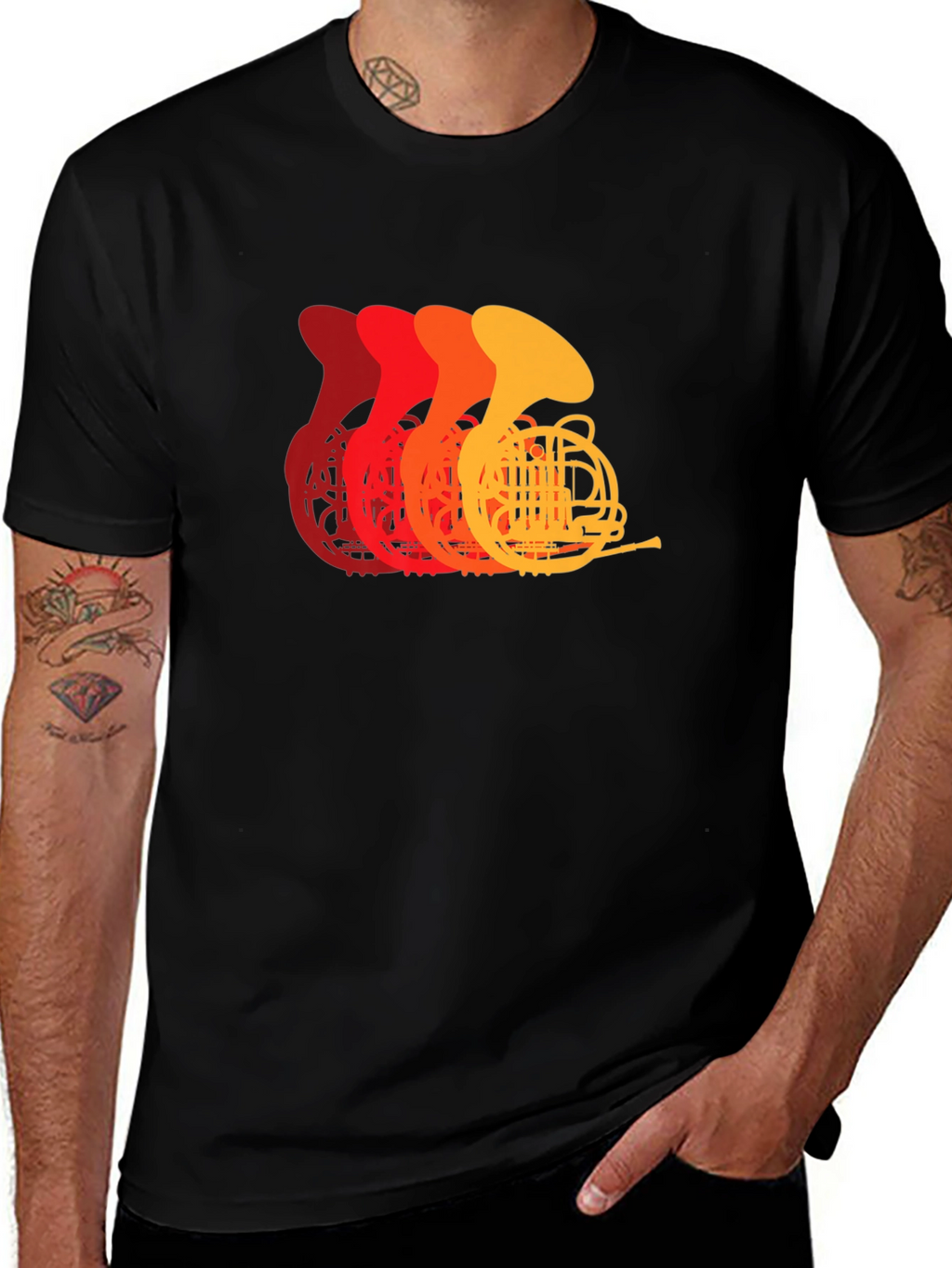 French Horn Retro T-Shirt - Musician Tee
