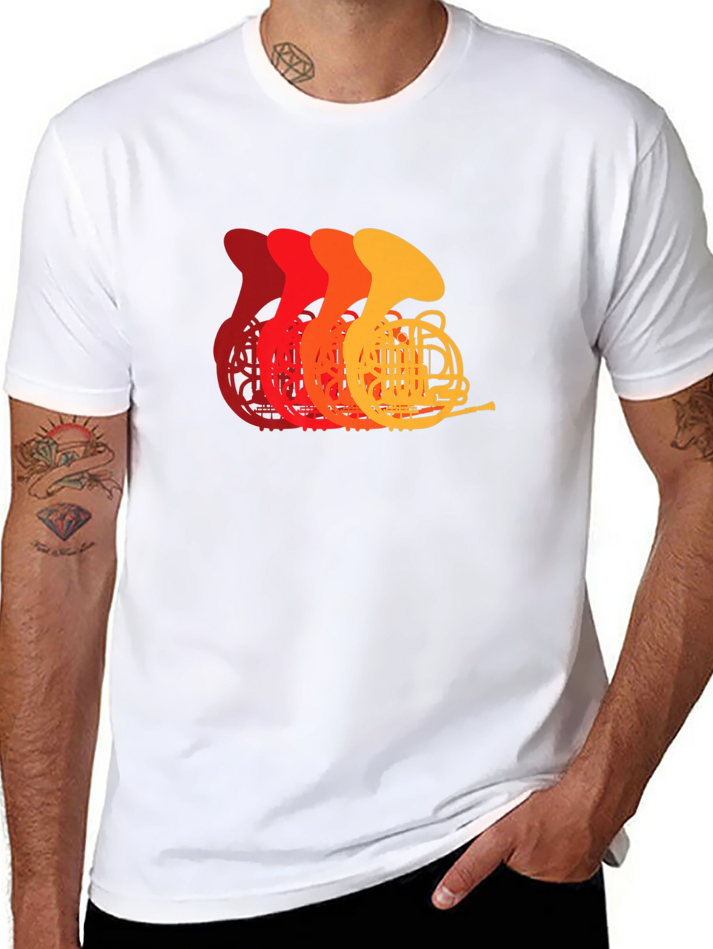 French Horn Retro T-Shirt - Musician Tee