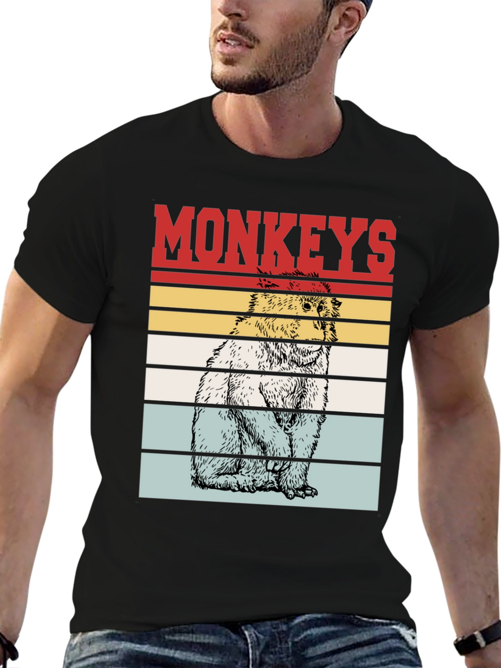 Retro Monkeys Graphic Tee - Black