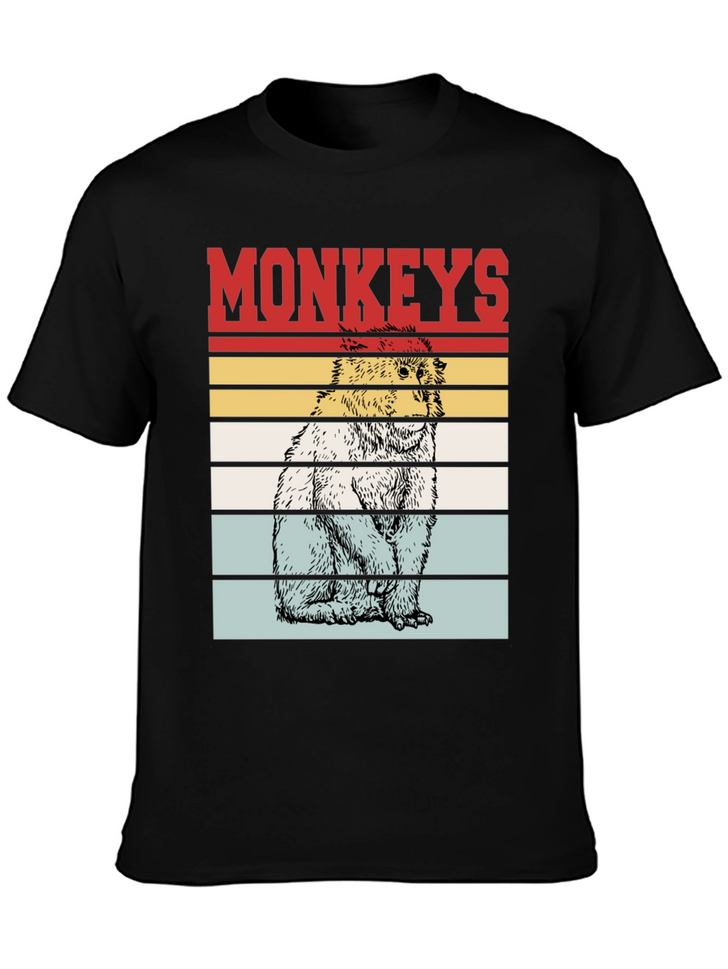 Retro Monkeys Graphic Tee - Black