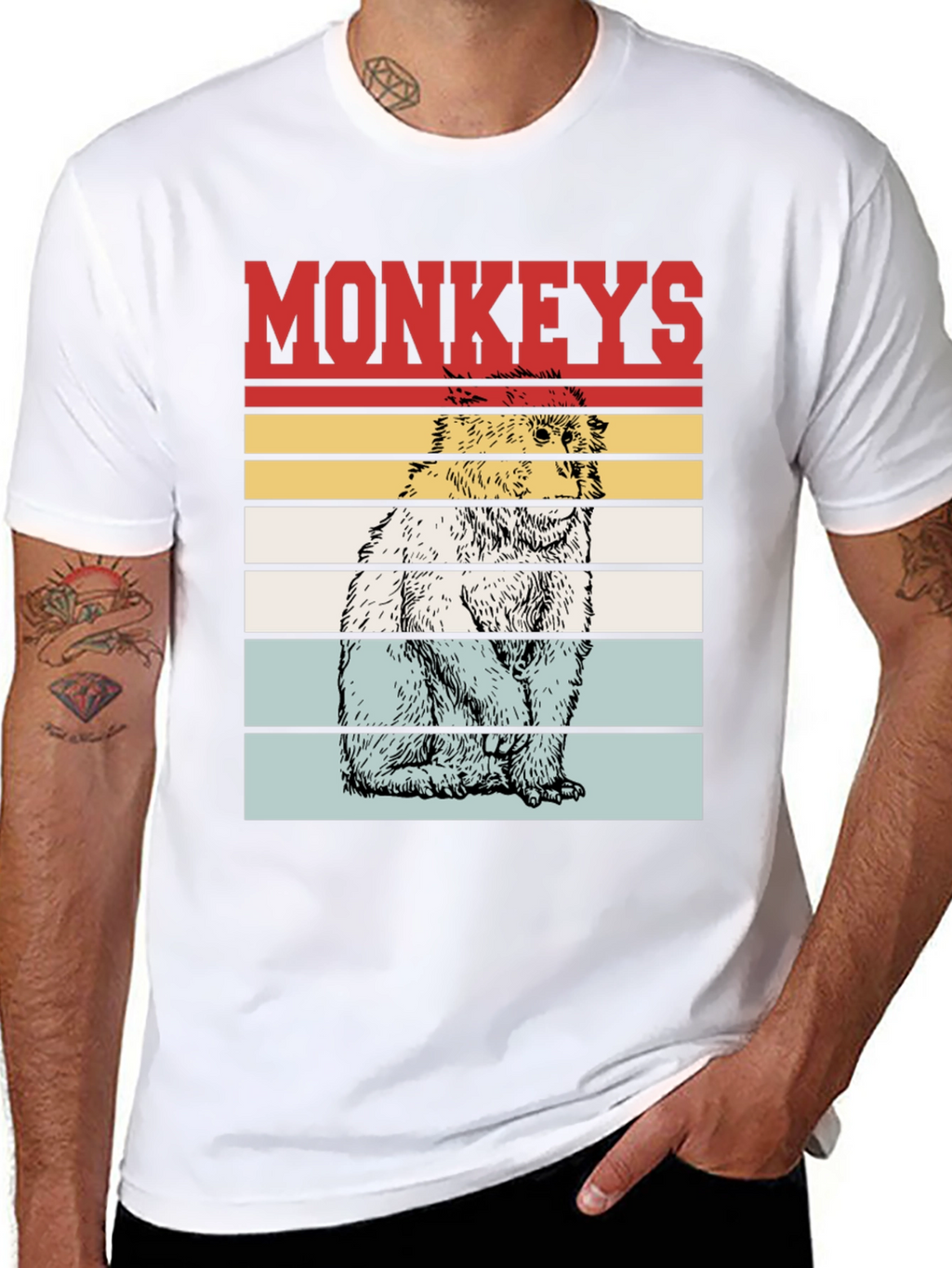 Retro Monkeys Graphic Tee - Black