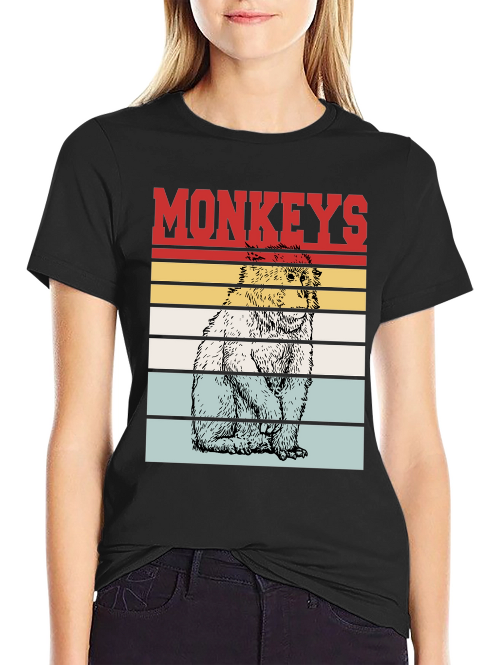 Retro Monkeys Graphic Tee - Black